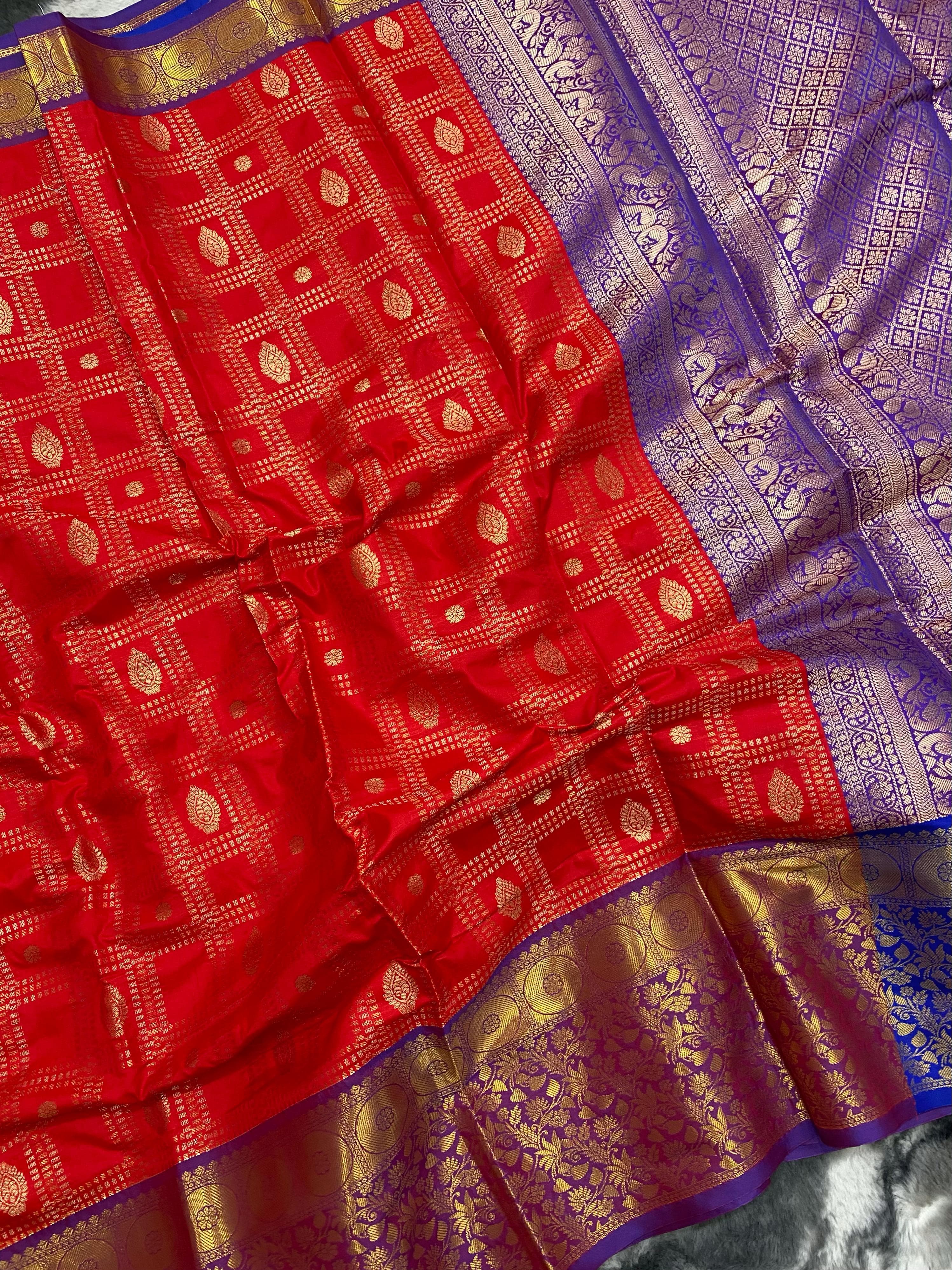 Kanchipuram Semi-Silk Sarees with Different Zari Weaving all over saree 21853N