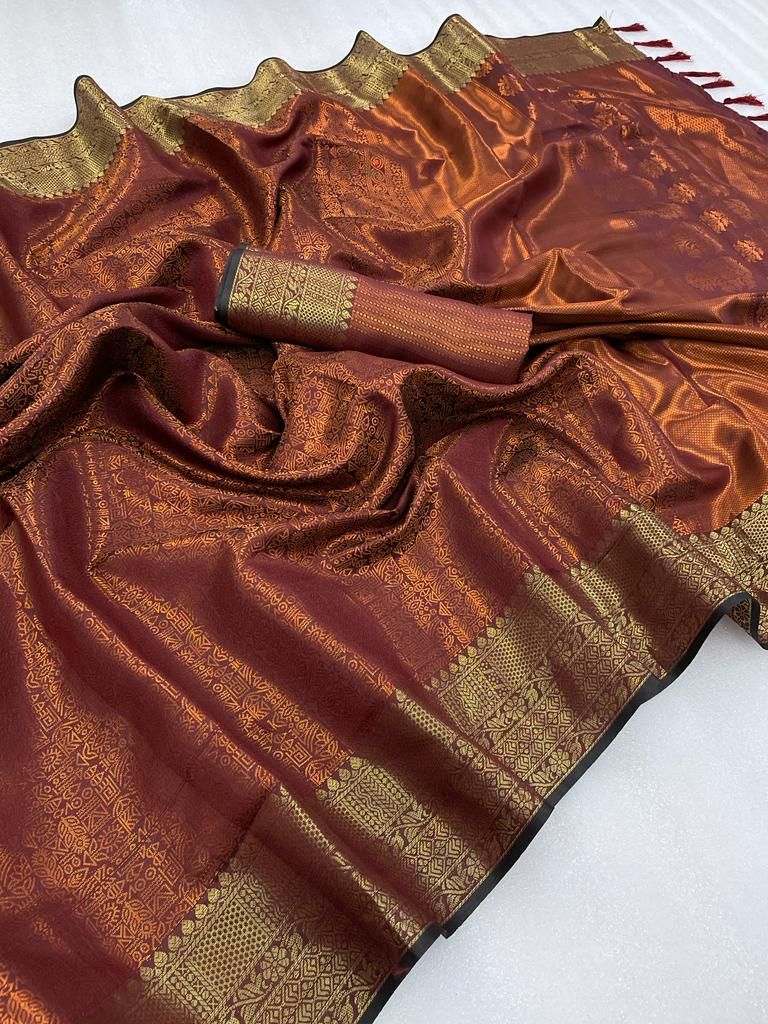 Kanchipuram Semi-silk With beautiful Border saree 16778N