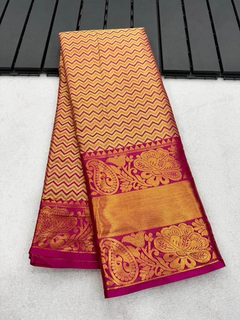Kanchipuram Silk Saree With  Zari weaving Border 20461N