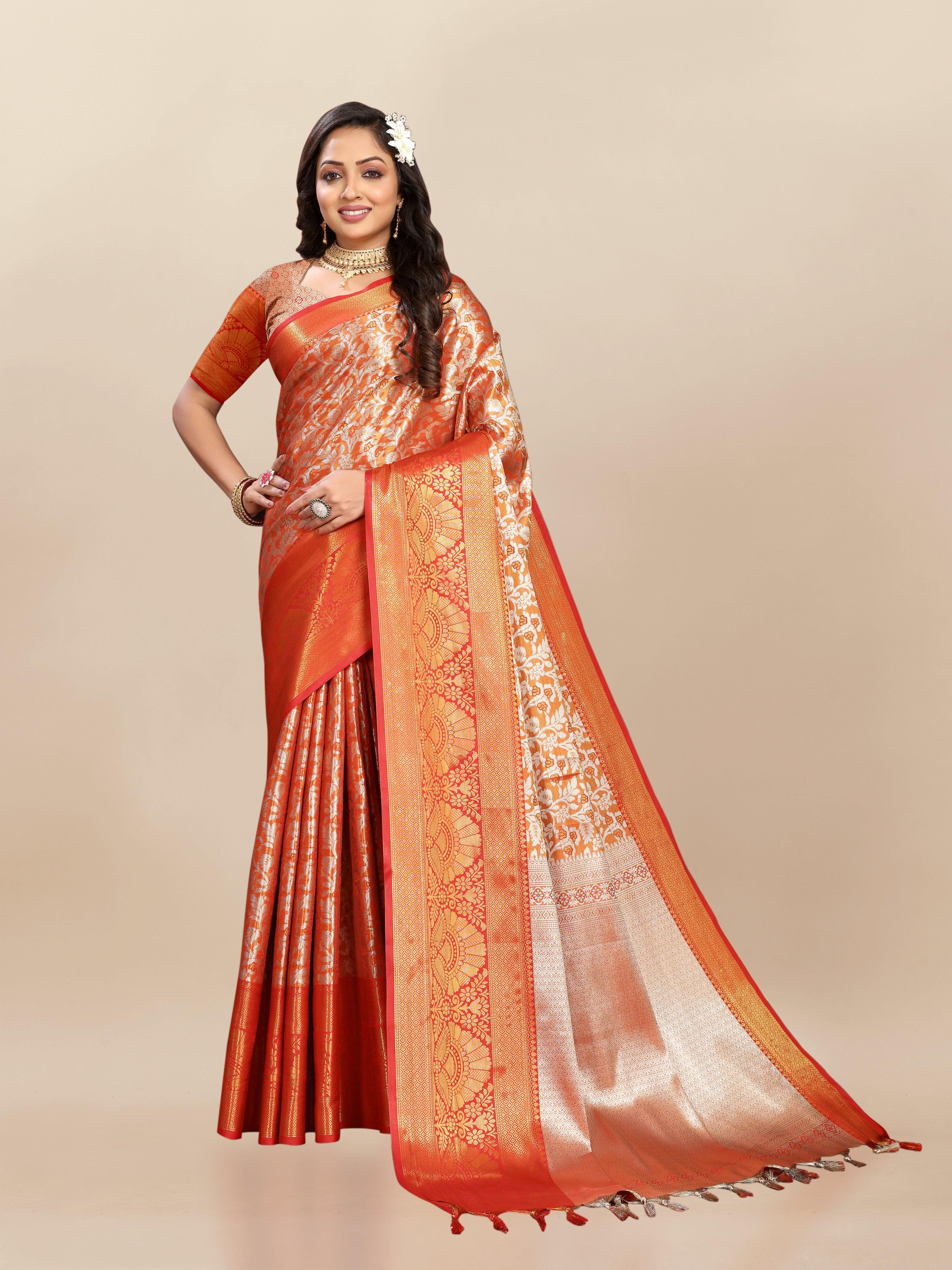 Kanjivaram Semi Silk With Mina Weaving And Beautiful Zari Border Saree 21471N