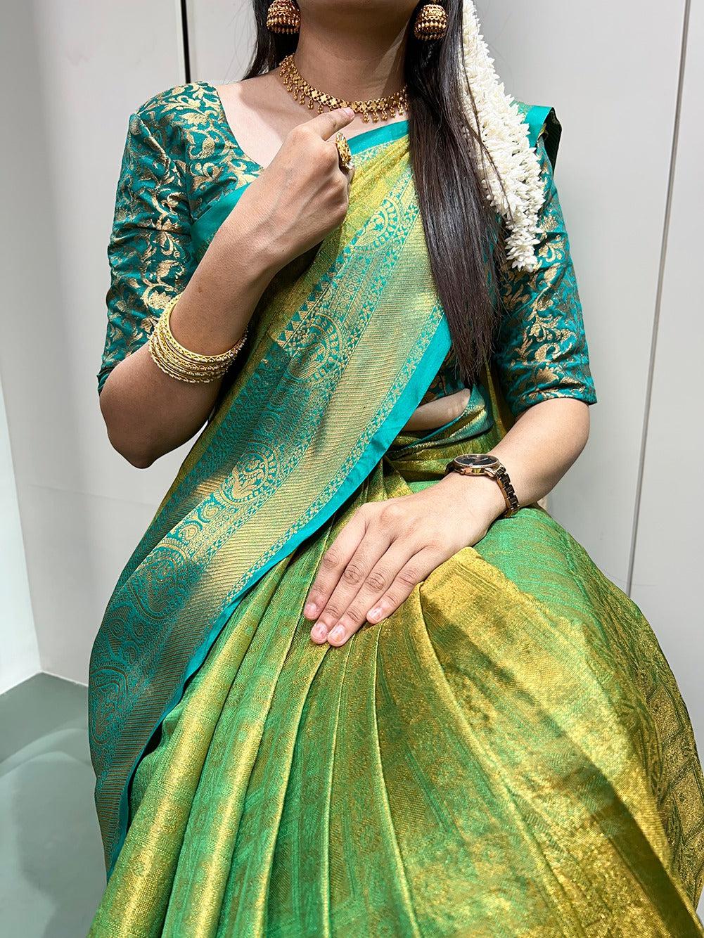 Kanjivaram Semi-silk With  Zari Weaving Work saree 21875N