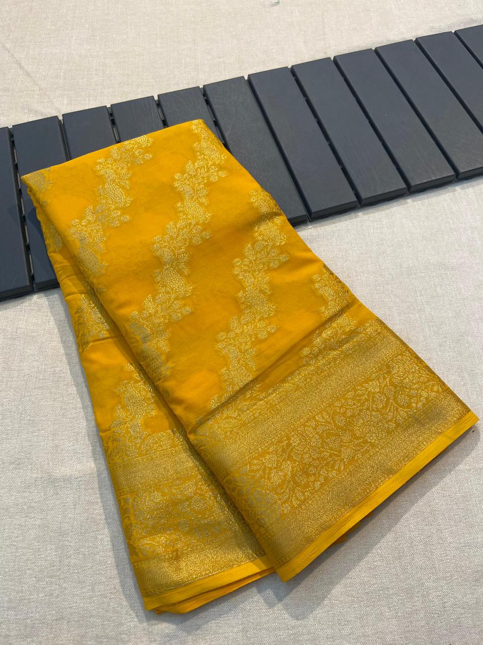 Khadi Georgette Semi-Silk Weaving Saree 23226N
