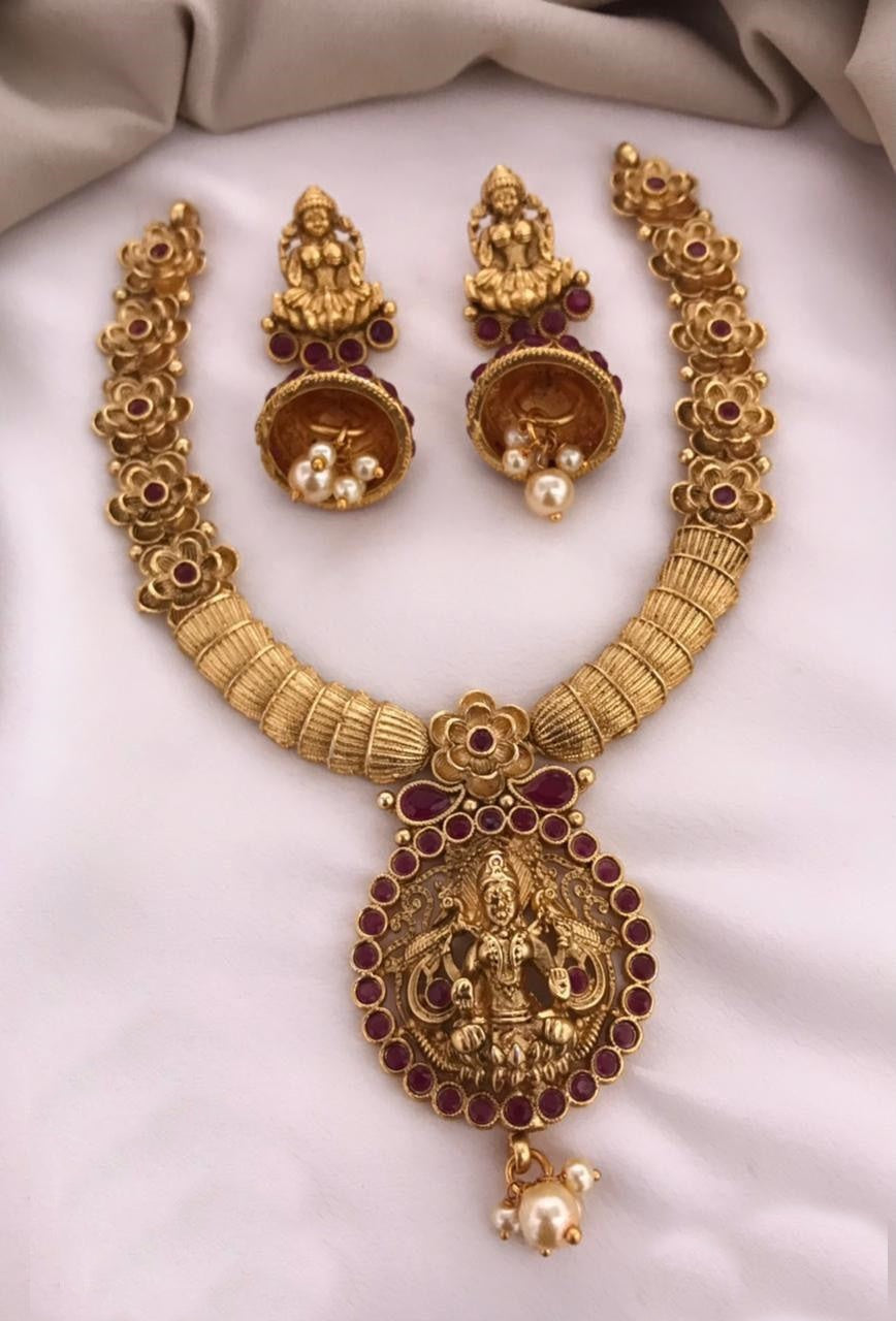 Laxmi design Necklace with pearls hanging Designer Necklace 10123N-1