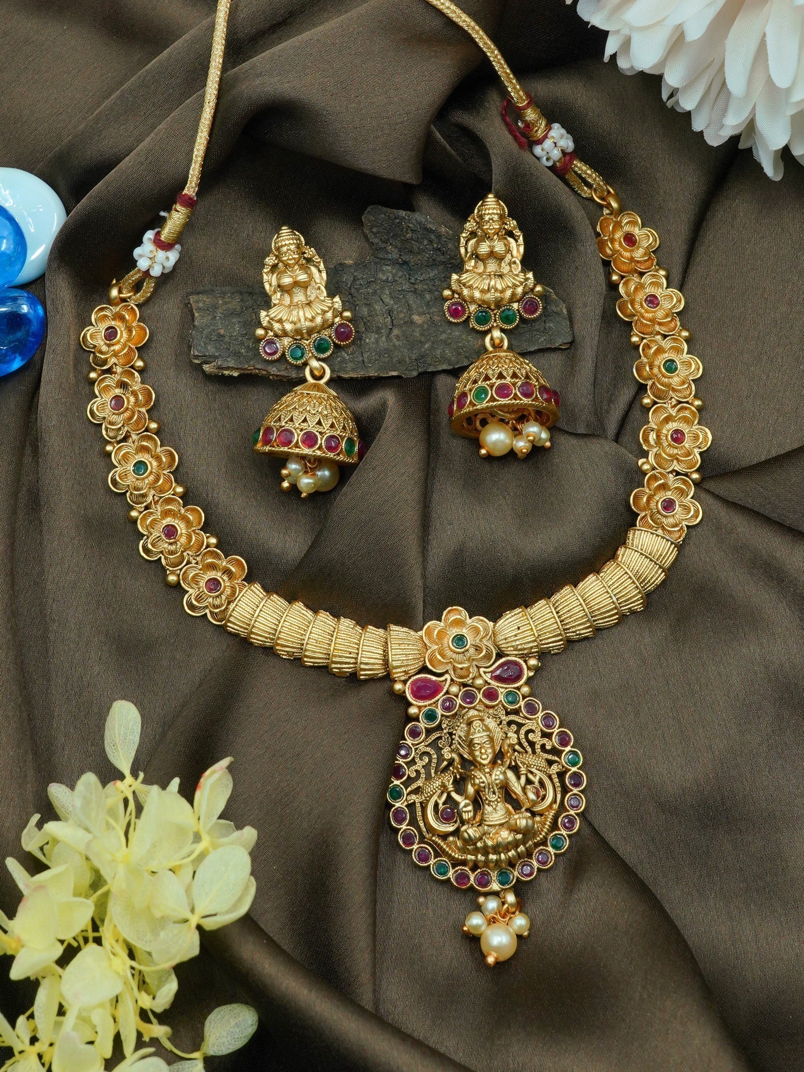 Laxmi design Necklace with pearls hanging Designer Necklace 10123N-1