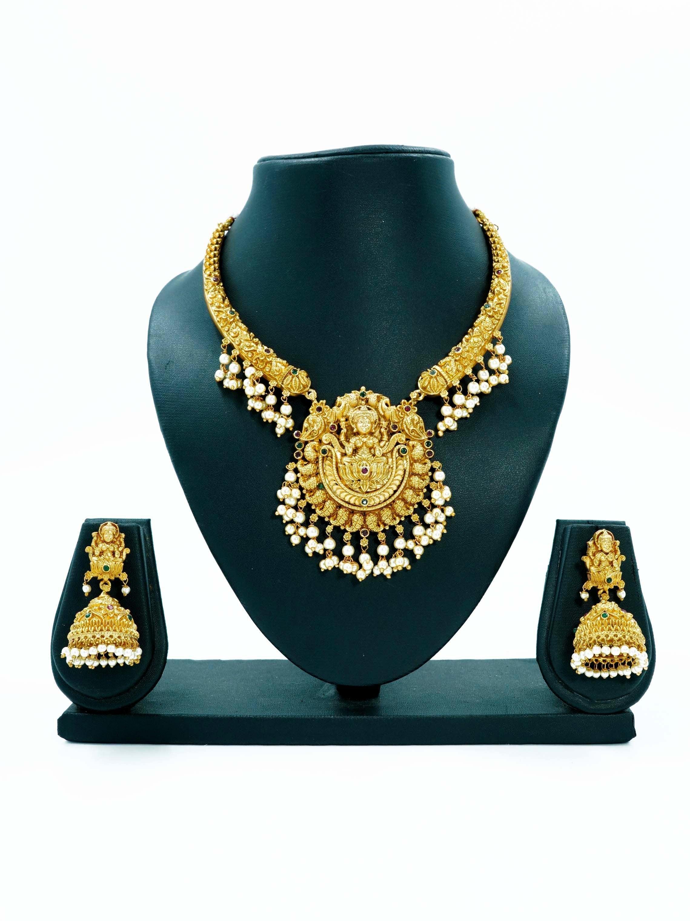 Laxmi design Necklace with pearls hanging Exclusive Designer Necklace 10126N - Griiham