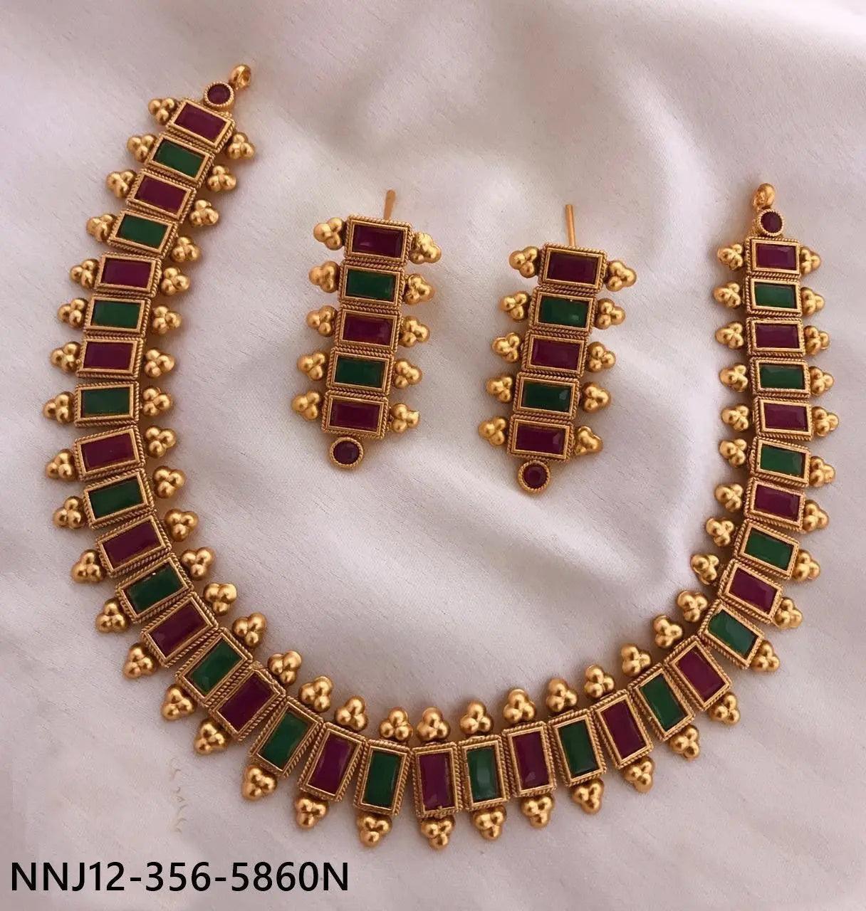 Matt Finish Elegant Short Necklace Set 5861N