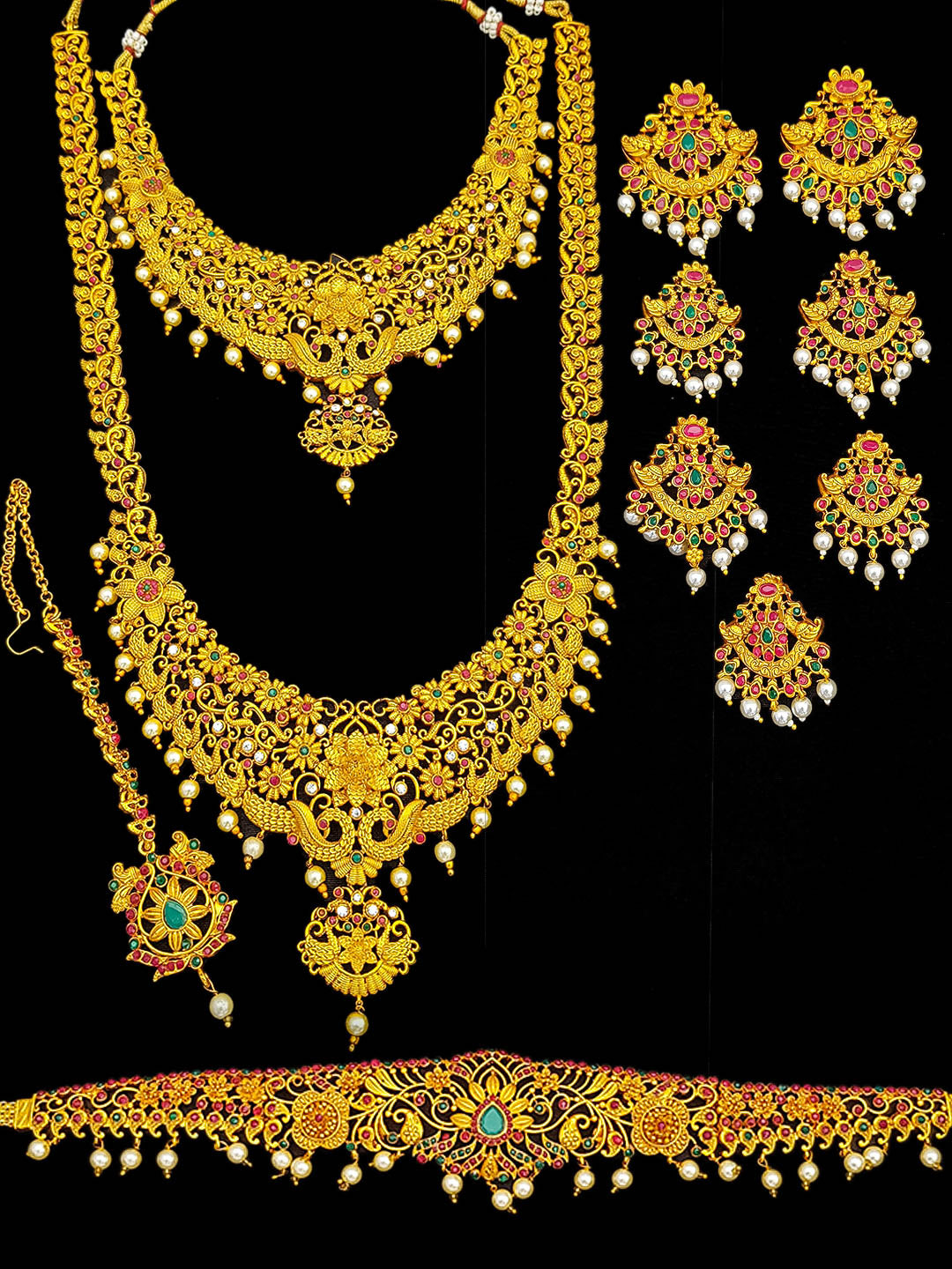 Matte Gold Finish Bridal Set Combo 10781N