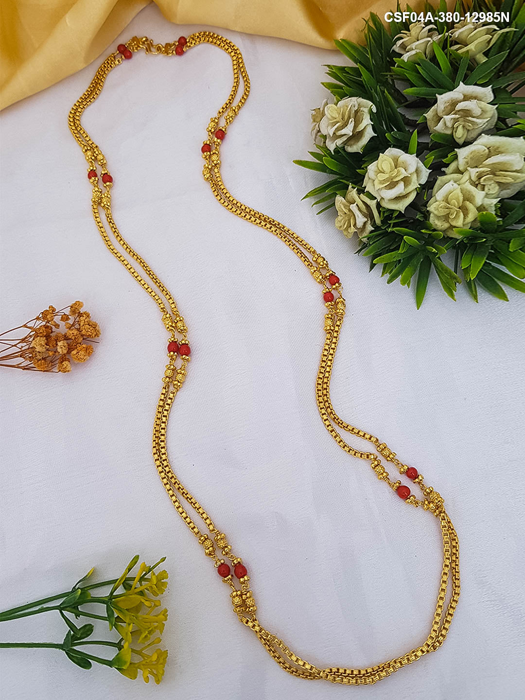 Micro Gold Plated Double Line Coral Chain 30 inches 12985N