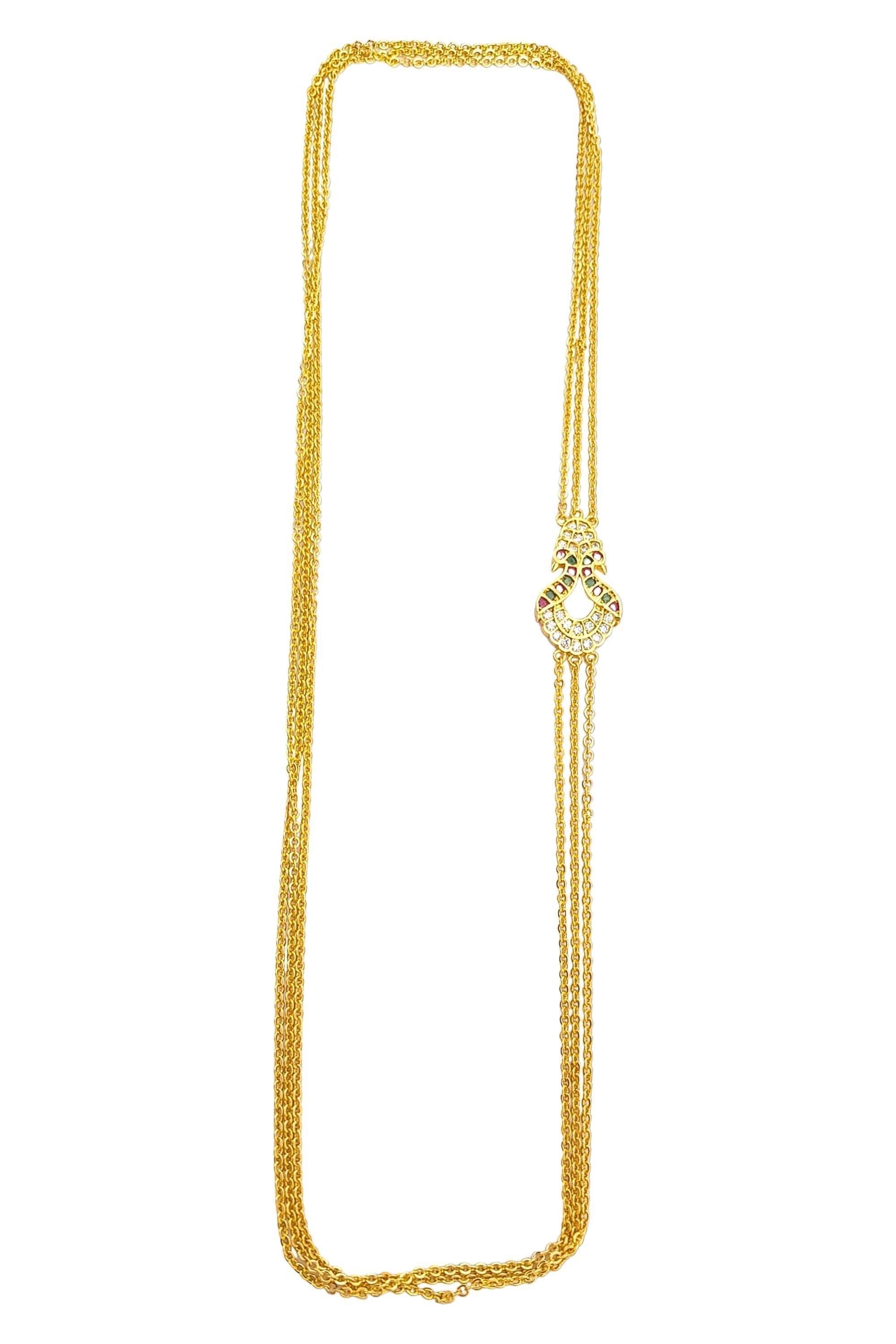 MicroGold Plated CZ Studded 3 Layer Mopu Chain 18174N