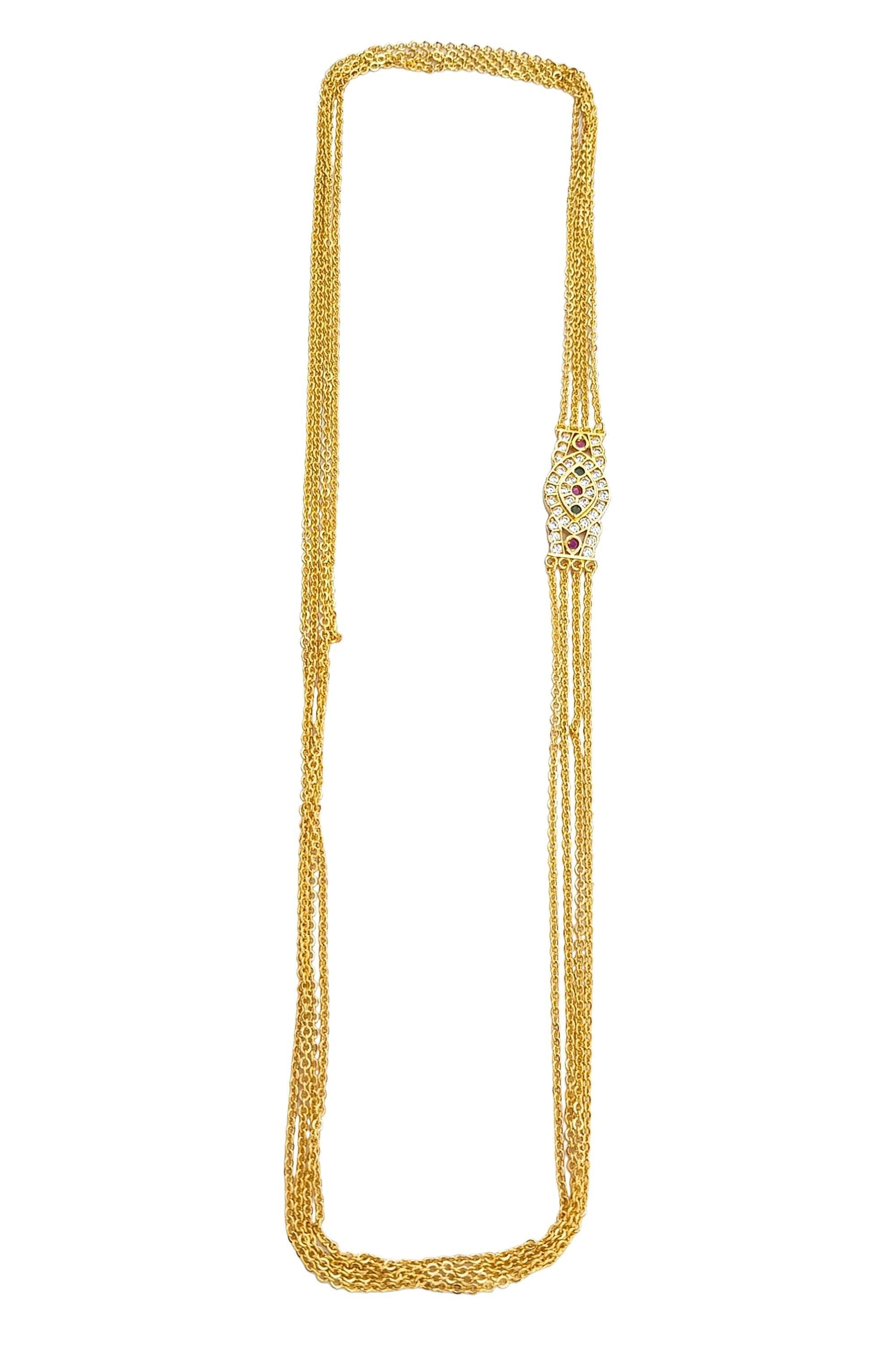 MicroGold Plated CZ Studded 4 Layer Mopu Chain 18143N