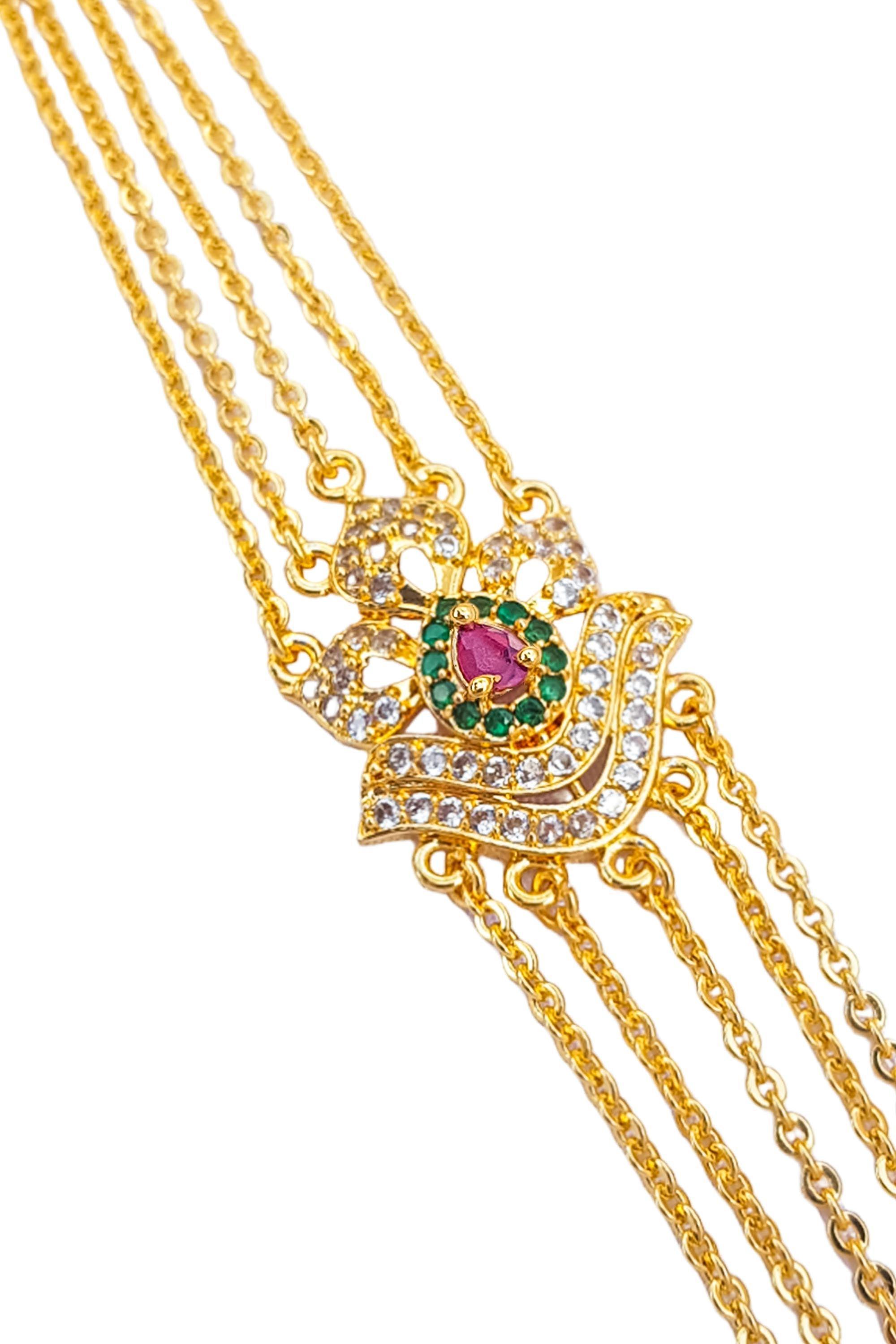 MicroGold Plated CZ Studded 5 Layer Mopu Chain 18138N - Griiham