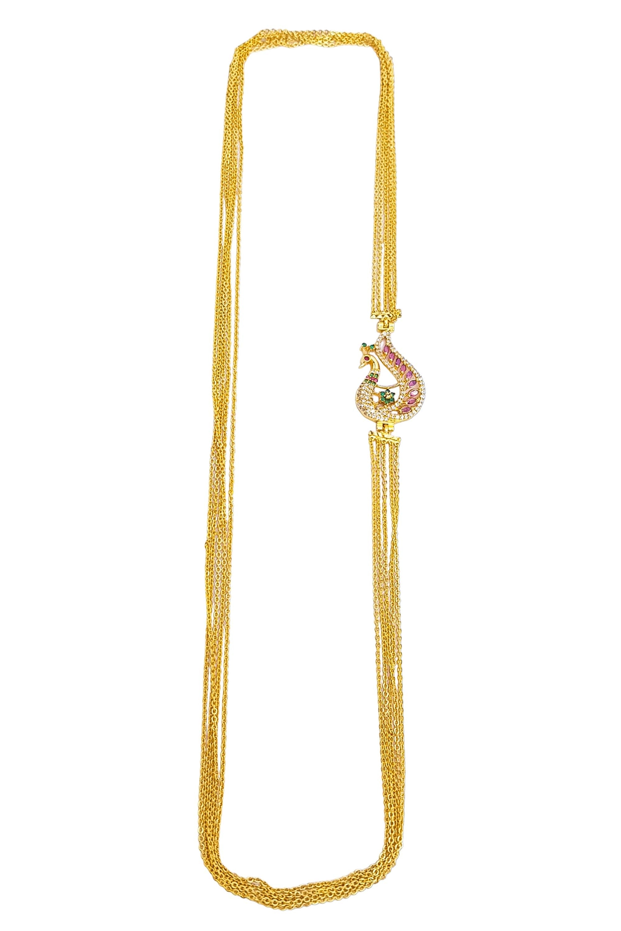 MicroGold Plated CZ Studded 5 Layer Mopu Chain 18139N