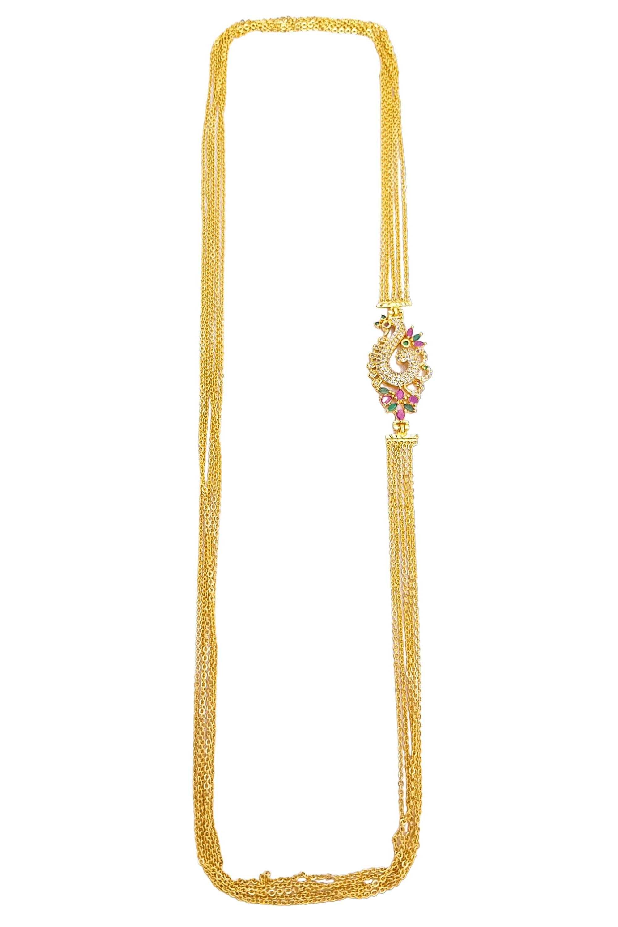 MicroGold Plated CZ Studded 5 Layer Mopu Chain 18141N