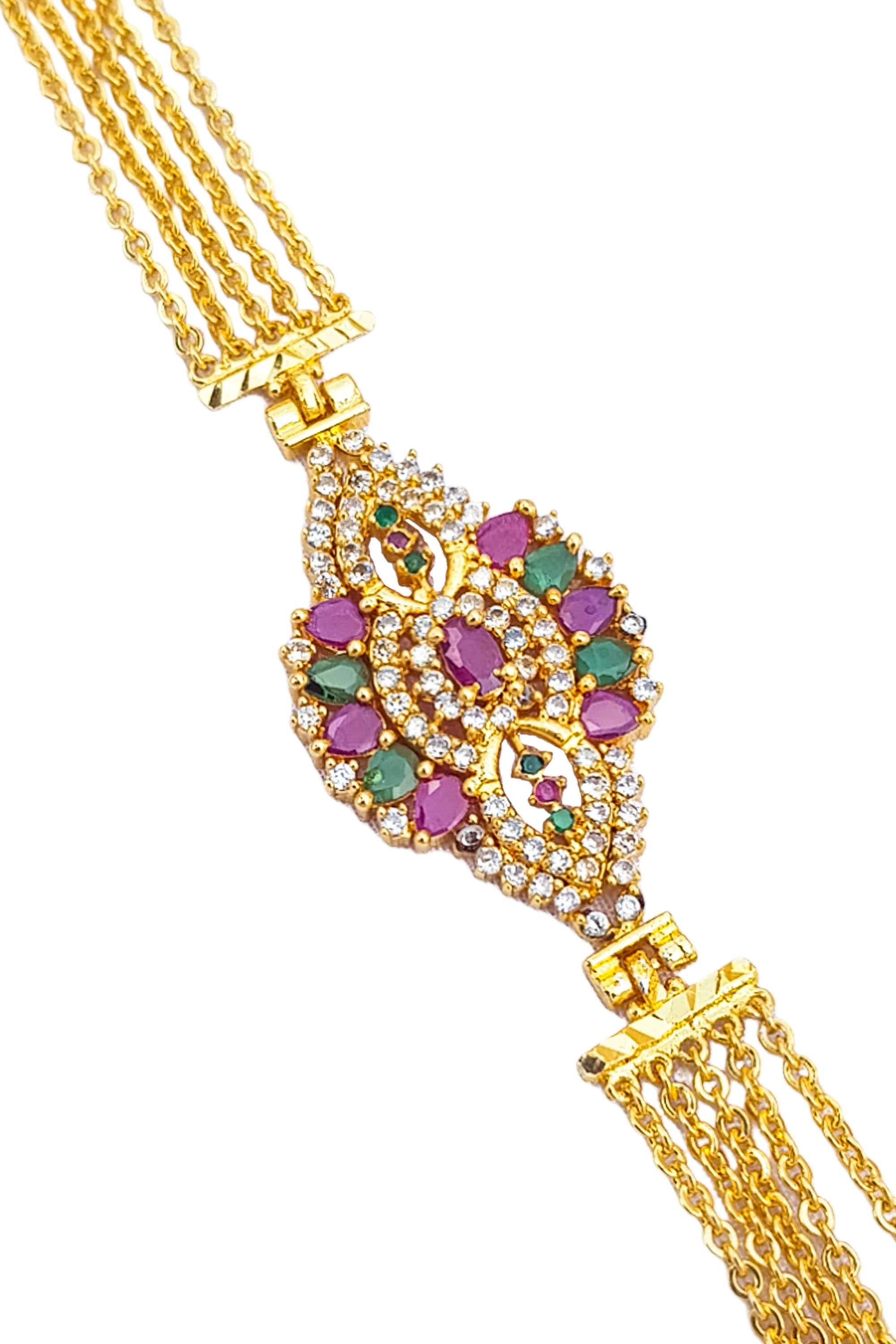 MicroGold Plated CZ Studded 5 Layer Mopu Chain 18145N