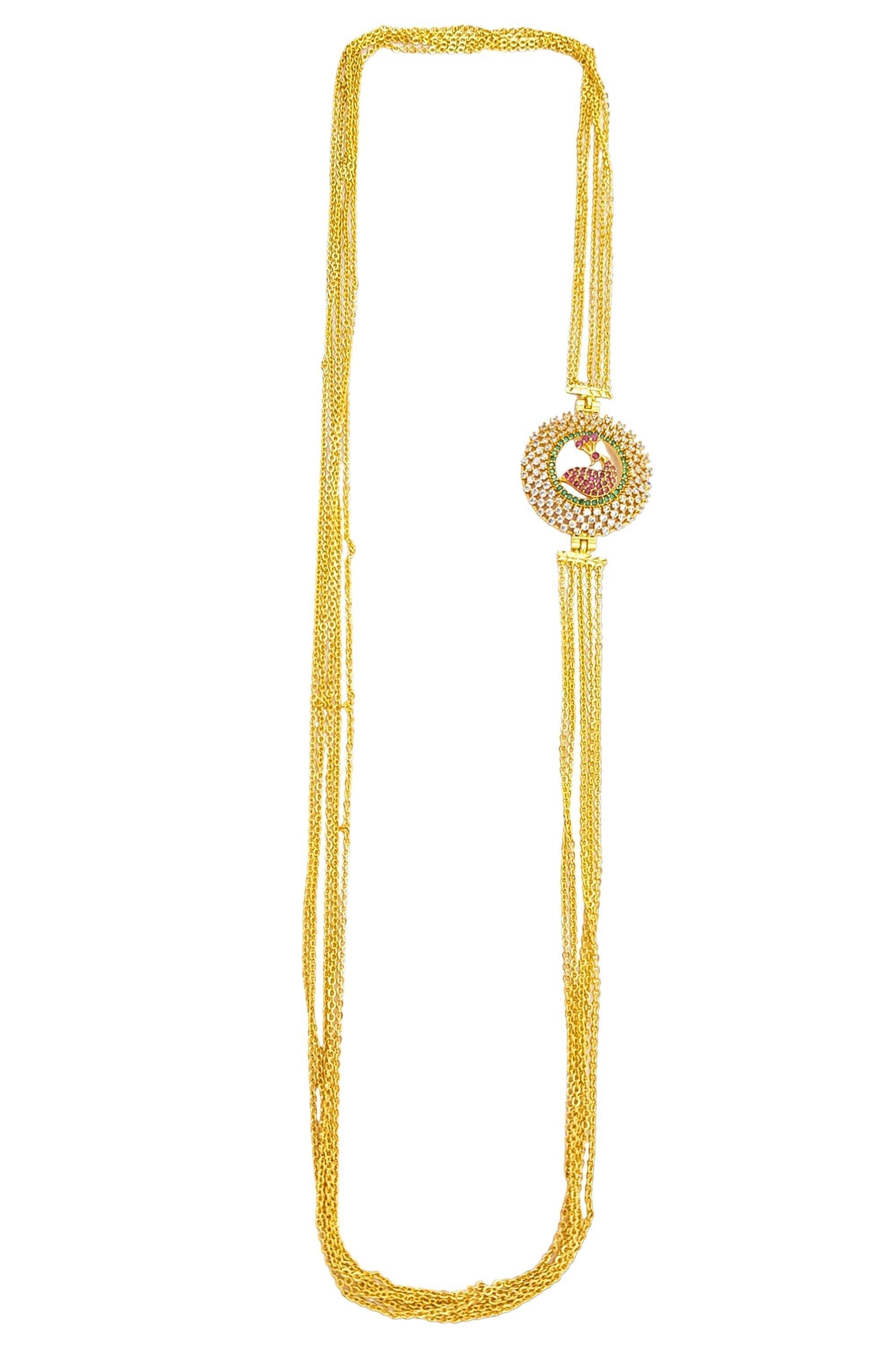 MicroGold Plated CZ Studded 5 Layer Mopu Chain 18153N