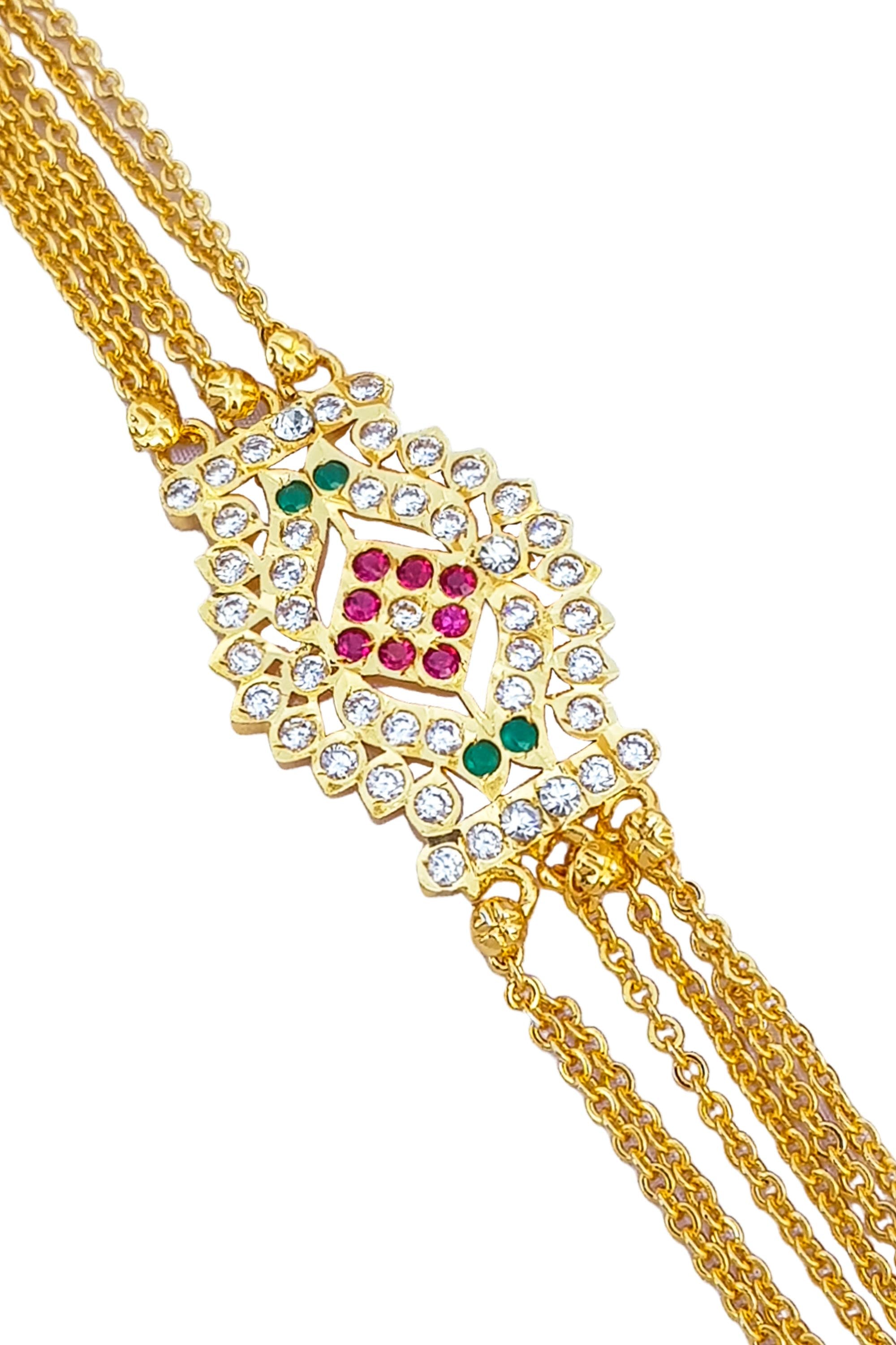 MicroGold Plated CZ Studded 6 Layer Mopu Chain 18154N
