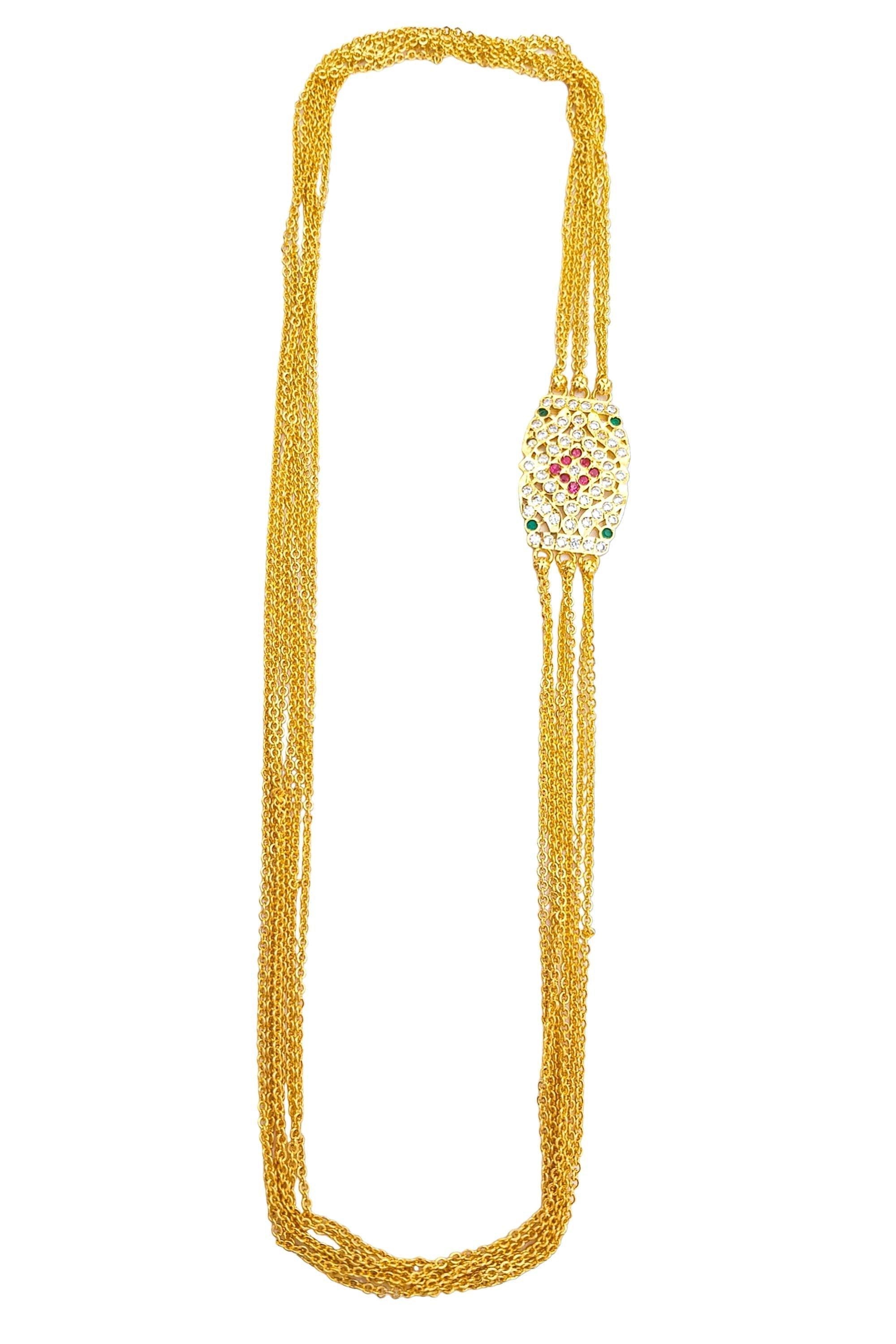 MicroGold Plated CZ Studded 6 Layer Mopu Chain 18157N