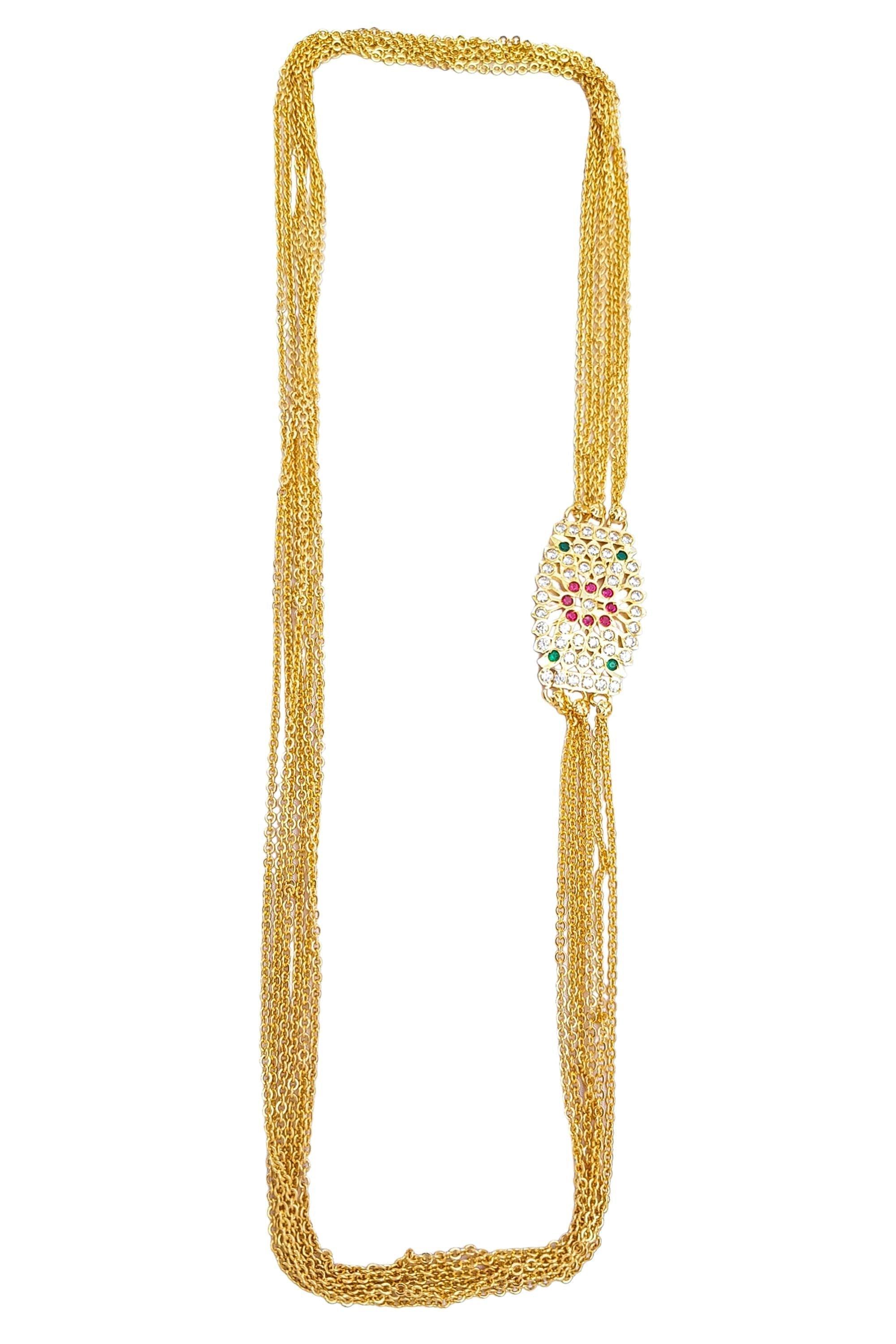 MicroGold Plated CZ Studded 6 Layer Mopu Chain 18162N