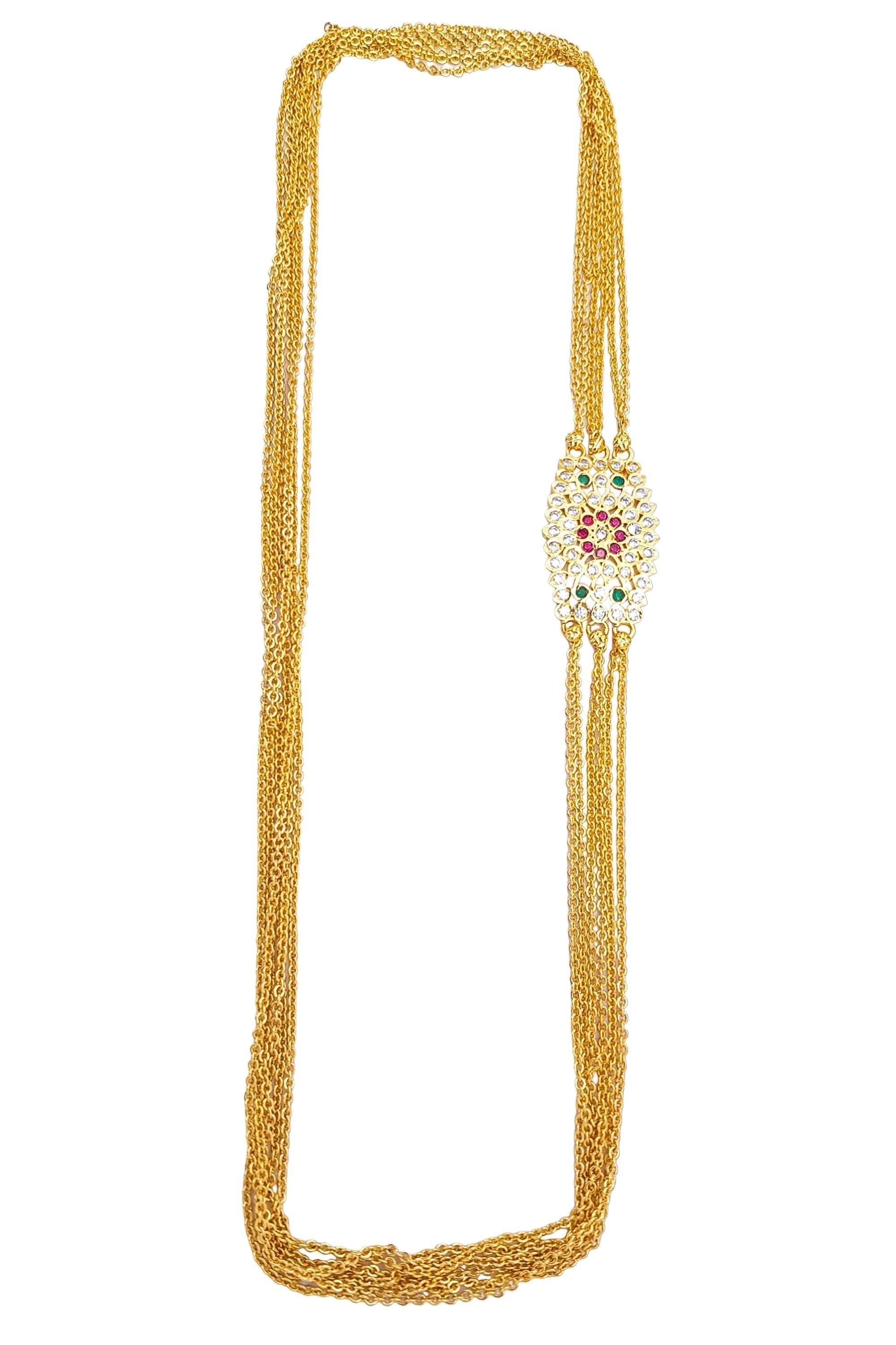MicroGold Plated CZ Studded 6 Layer Mopu Chain 18178N