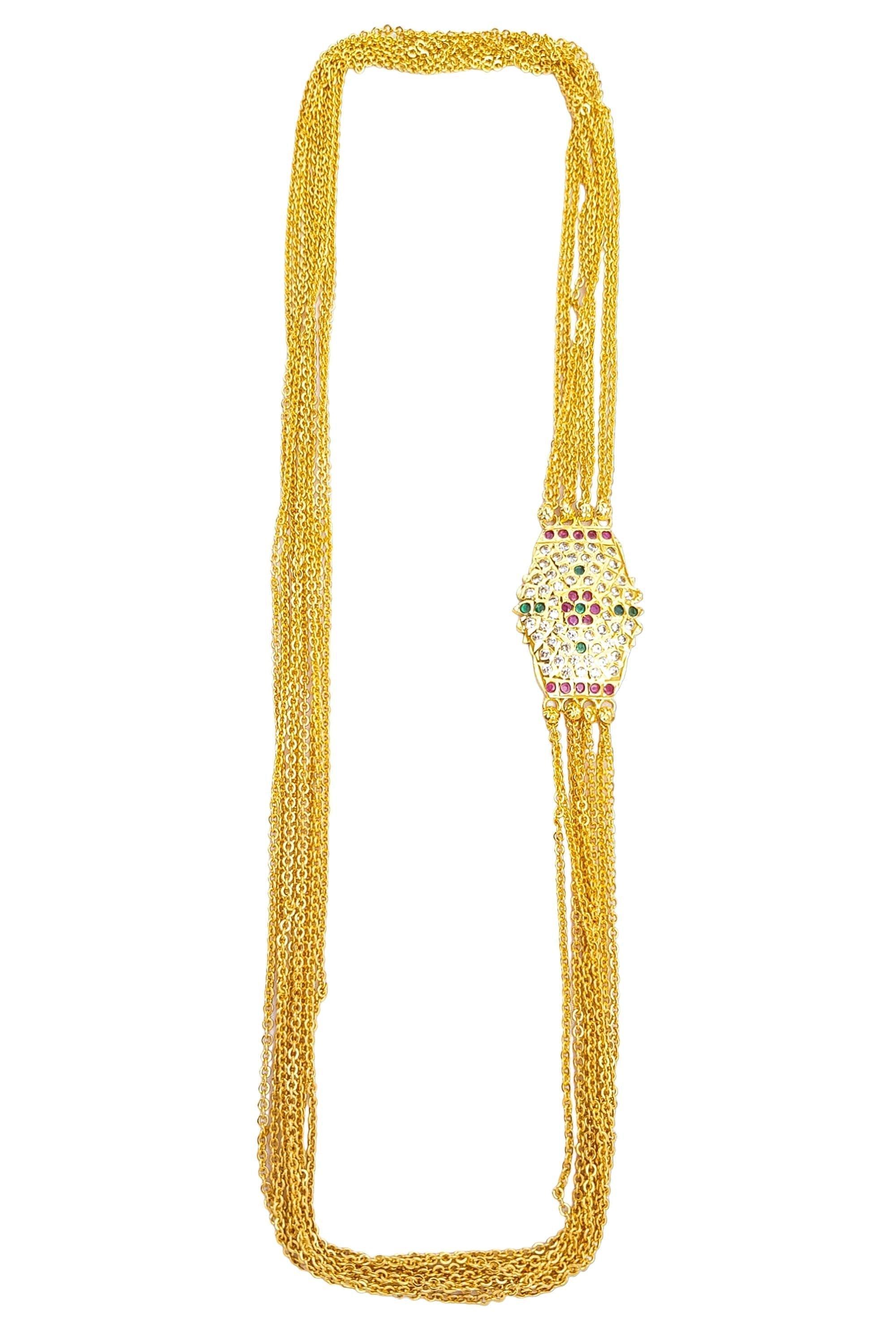 MicroGold Plated CZ Studded 8 Layer Mopu Chain 18151N