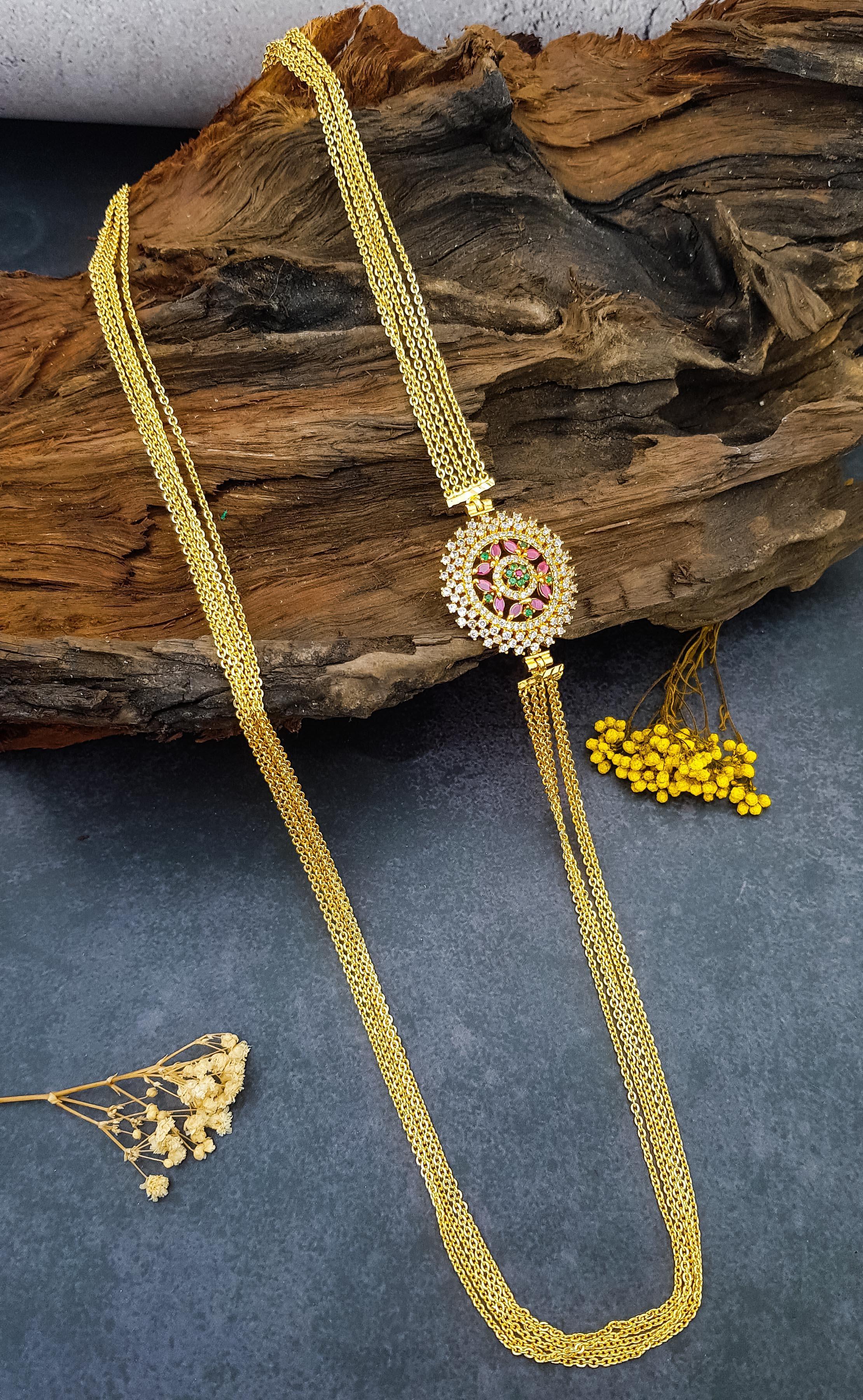 Microgold Plated 5 Layer CZ Mopu Chain