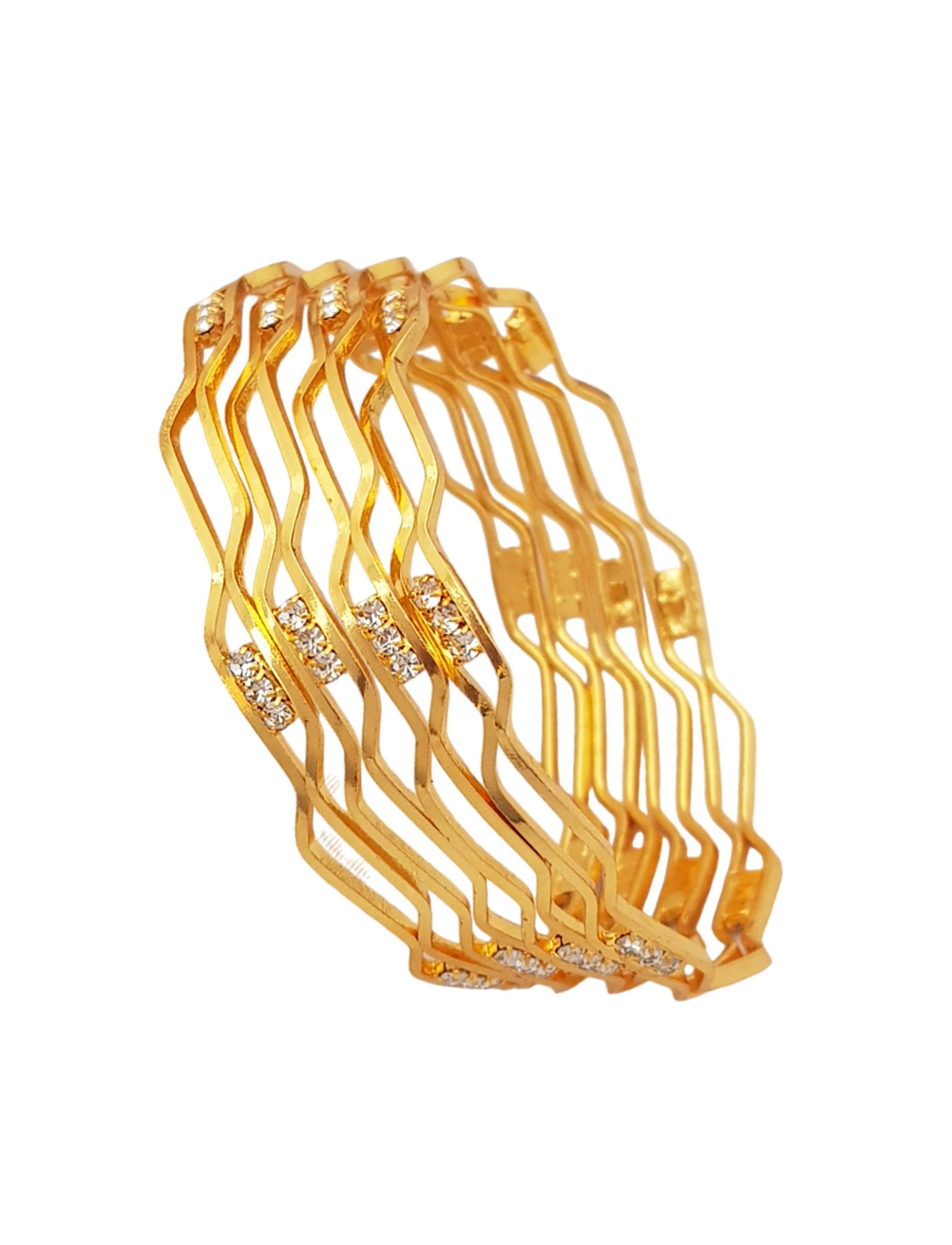 Microgold Plated Set of 4 CZ Bangles - Griiham
