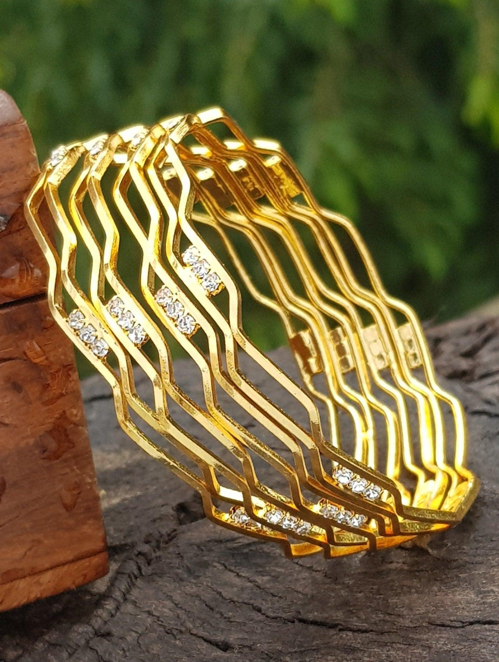 Microgold Plated Set of 4 CZ Bangles