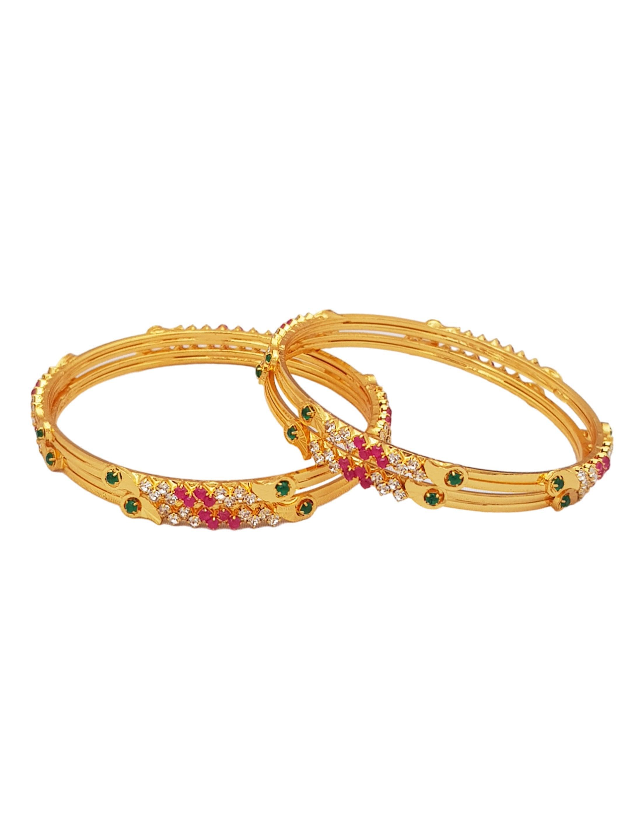 Microgold Plated Set of 4 CZ Bangles - Griiham