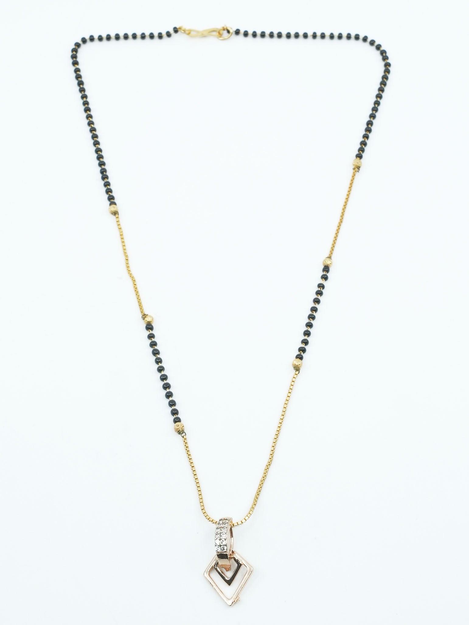 Microgold plating Black bead Managalsutram Mangalya chain 18 inches - Griiham