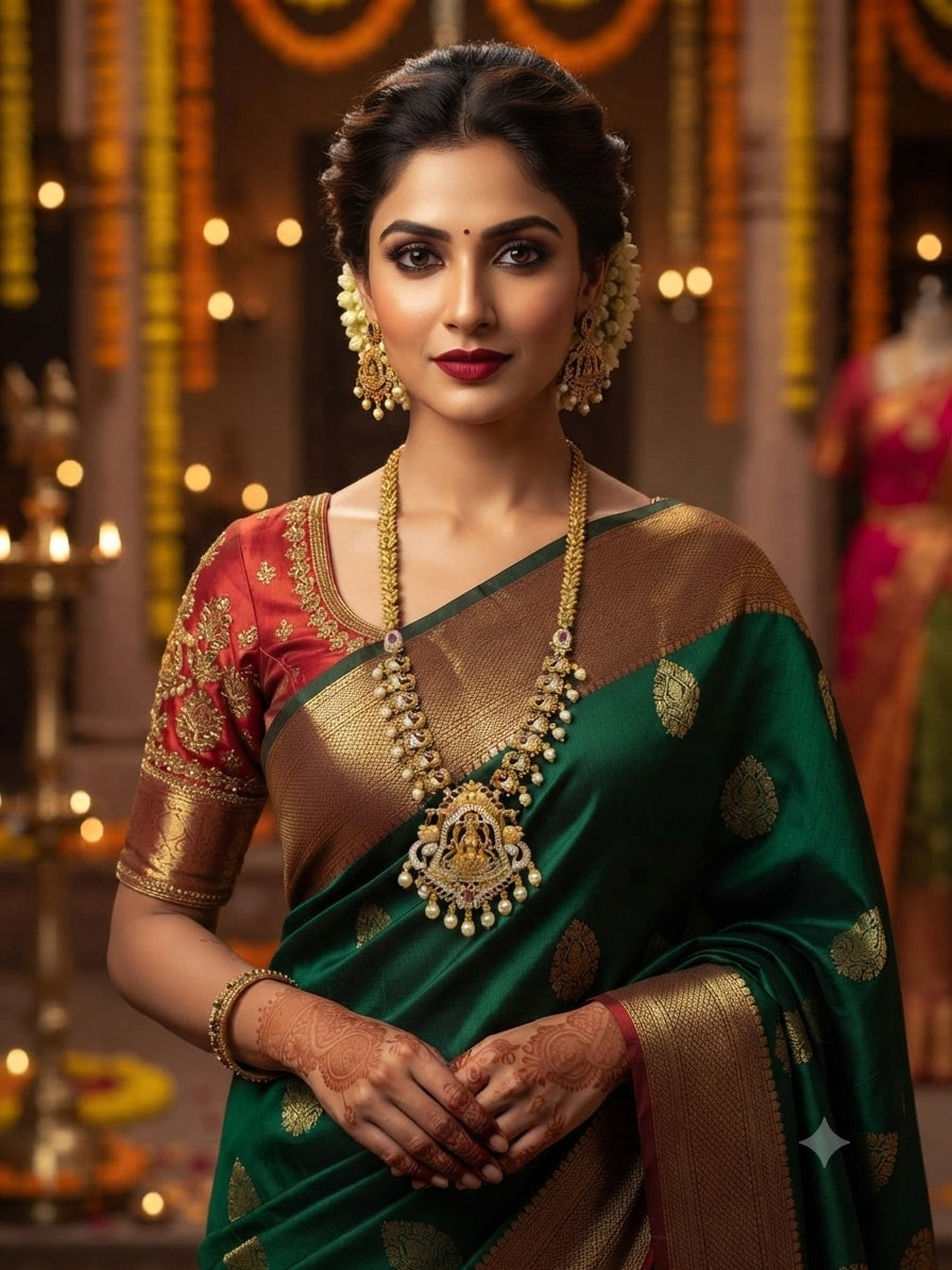 Laxmi antique gold plated long necklace set