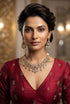 Gold Plated Premium CZ Short Choker Necklace Set Mehendi Colour
