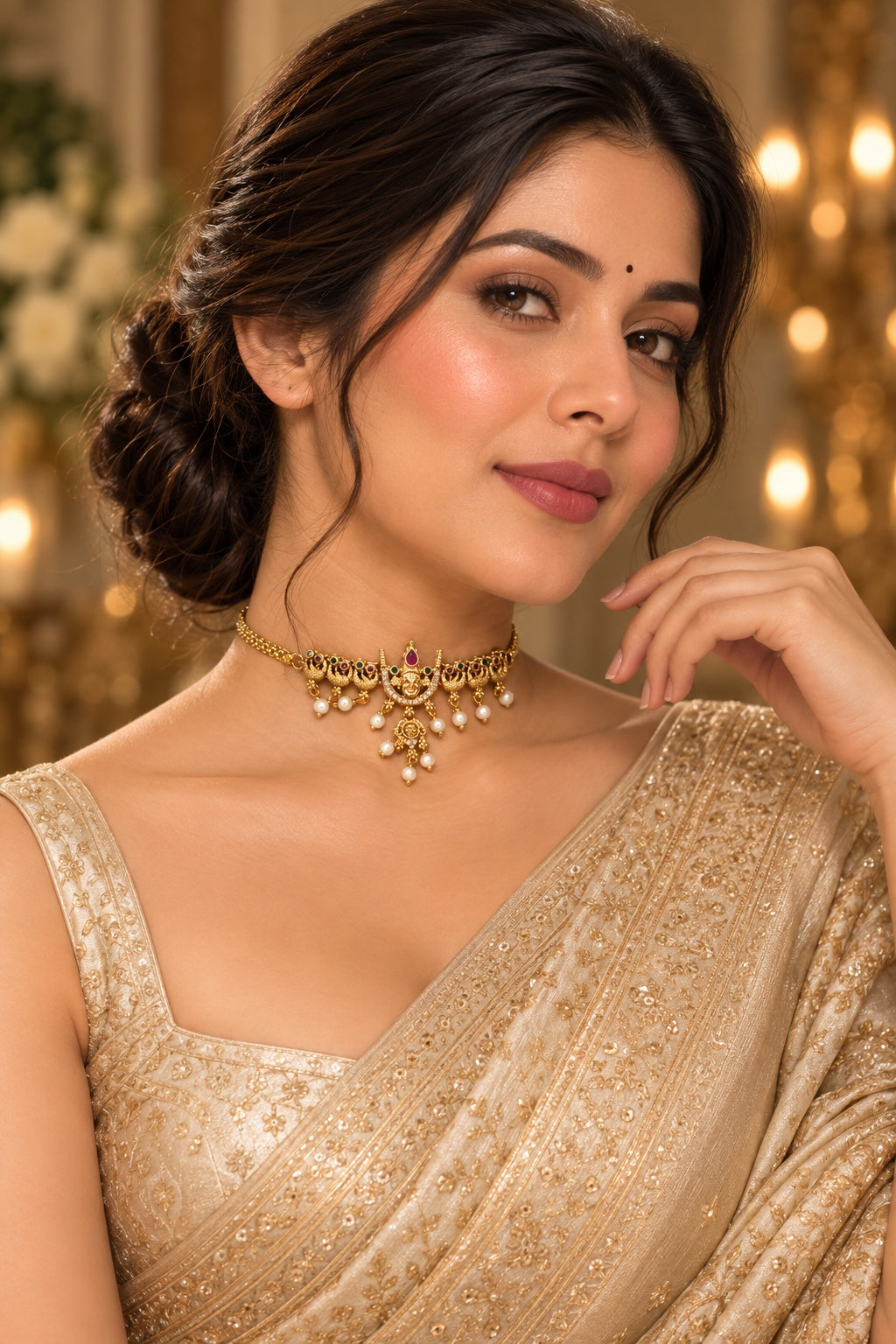 Gold Plated MIni choker necklace set
