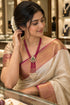 Two Layer CZ Mala Y design with mid Brooch with pearl drop Rani colour