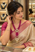 Two Layer CZ Mala Y design with mid Brooch with pearl drop Rani colour