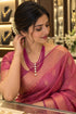 Pink CZ 5 Line Maala with Brooch and Kundan Stones