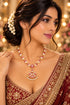 Premium Red white Muthu Adige / Panchloha Necklace