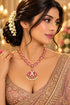 Premium Red white Muthu Adige Necklace