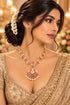 Premium Red white Muthu Adige Necklace