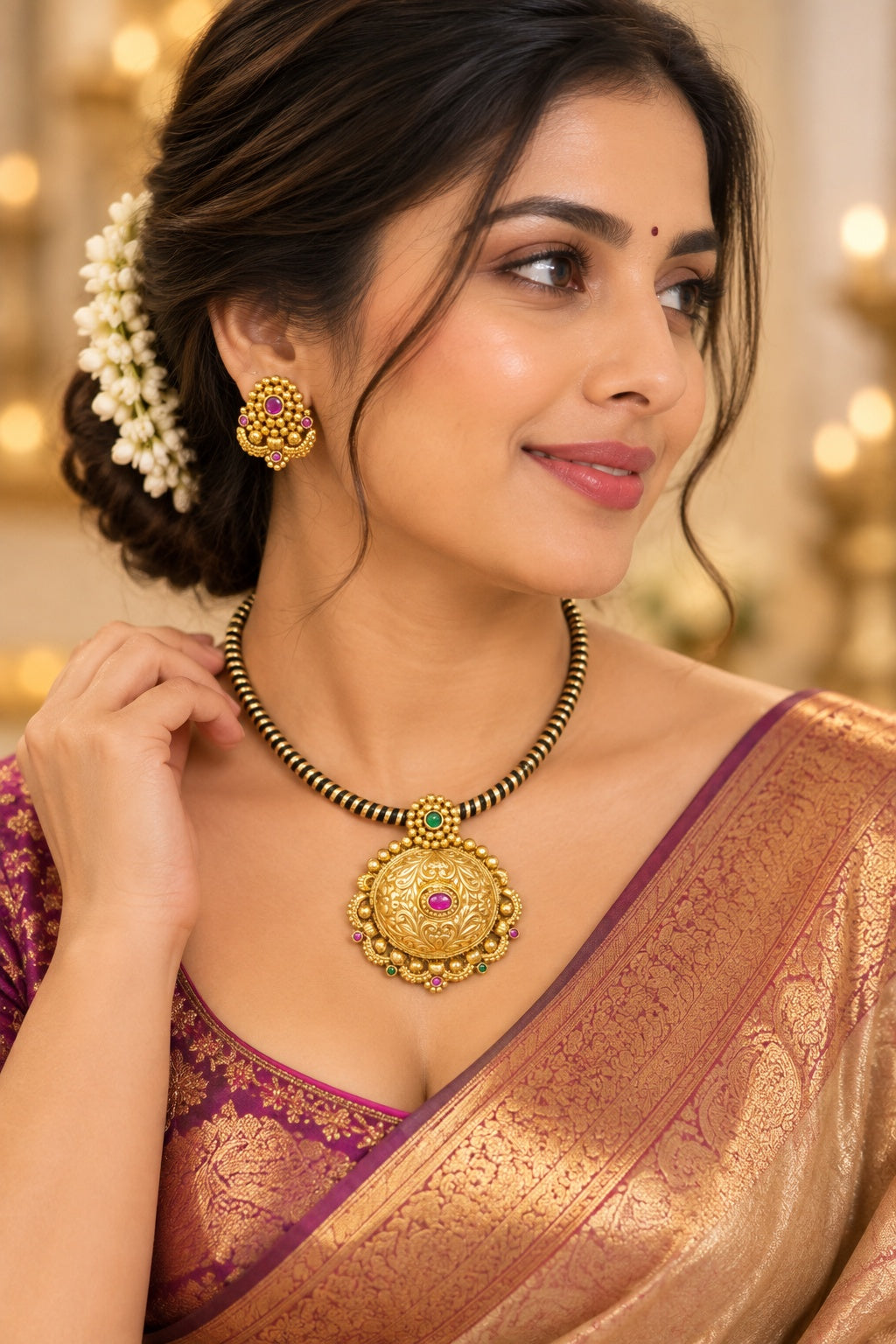 Black Resham Premium Necklace Set