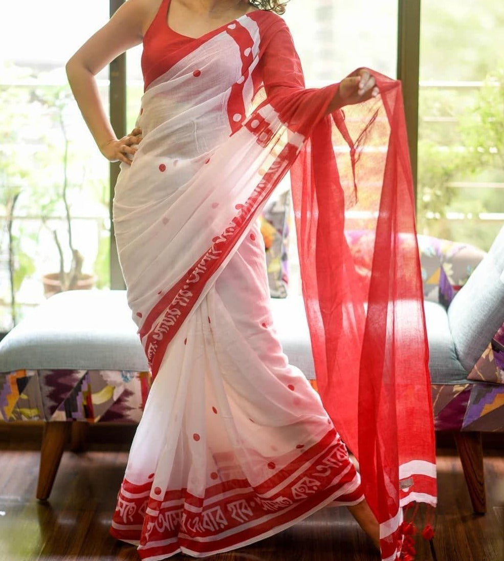 Mono-cotton sarees with all DURGA PUJA  PRINT  17380N