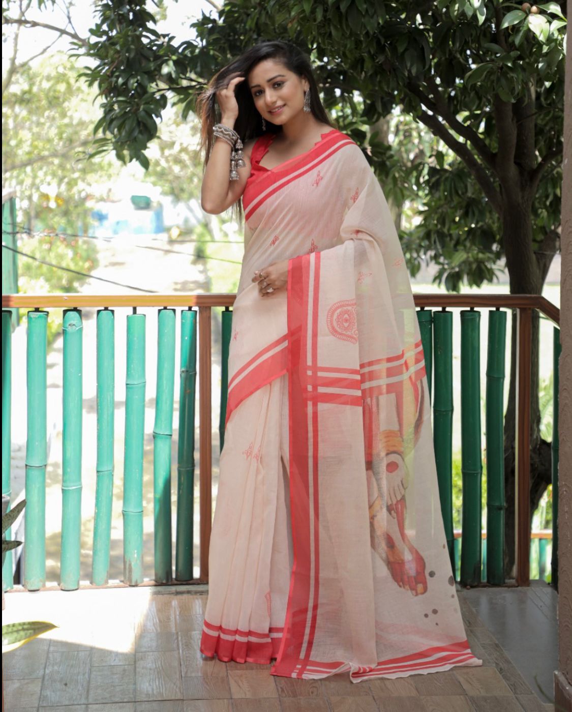 Mono-cotton sarees with all DURGA PUJA PRINT 17532N