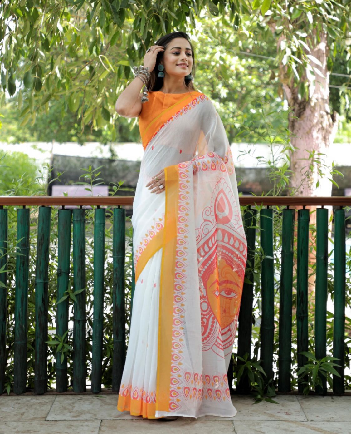 Mono-cotton sarees with all DURGA PUJA PRINT 17538N