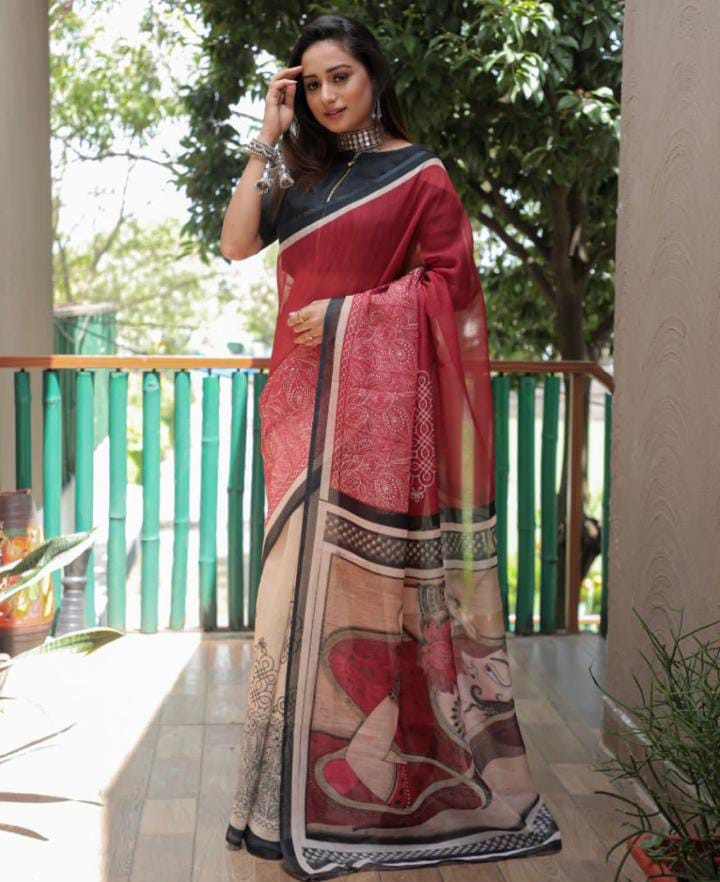 Mono cotton sarees with all DURGA PUJA PRINT 17541N