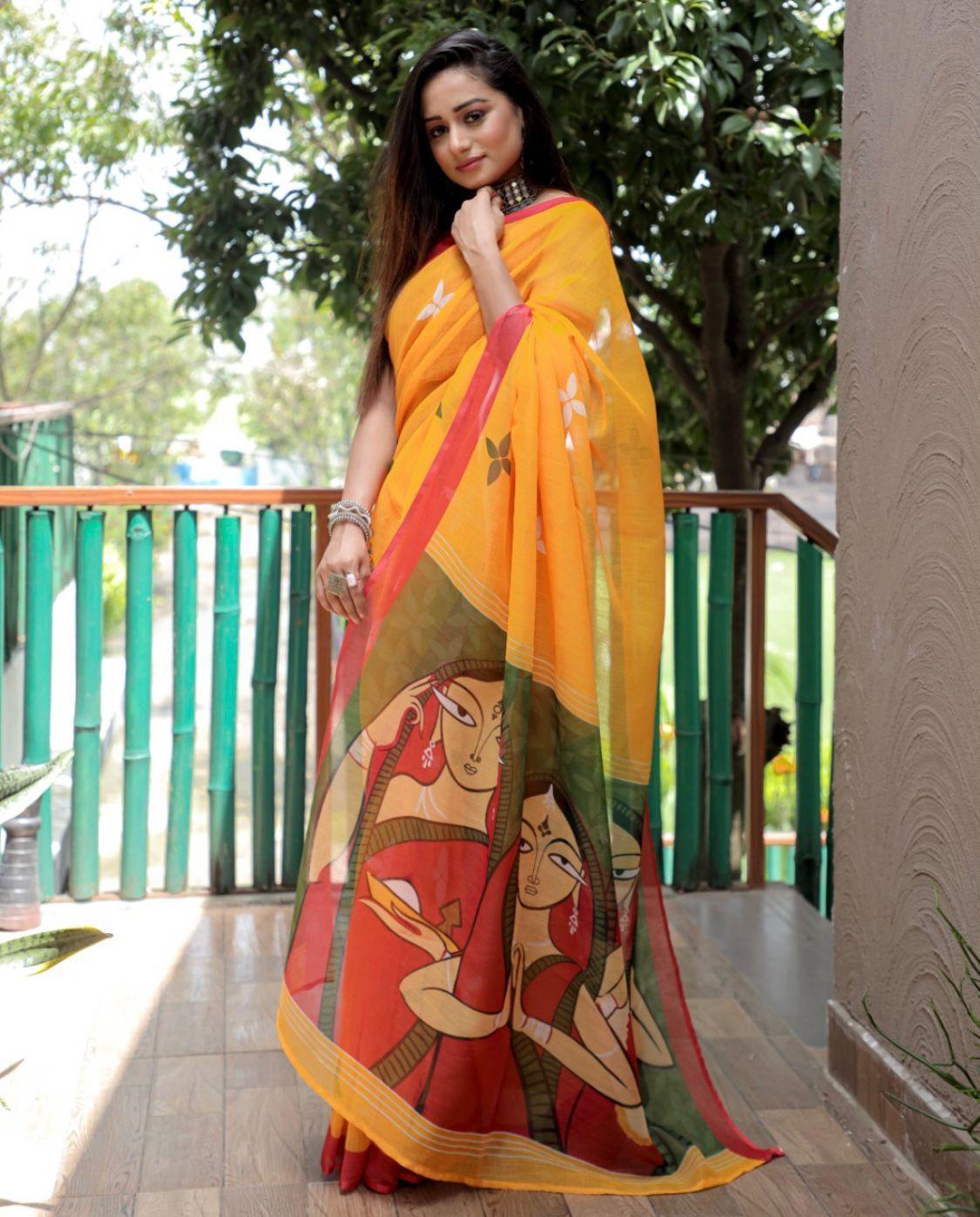 Mono cotton sarees with all DURGA PUJA PRINT 17541N