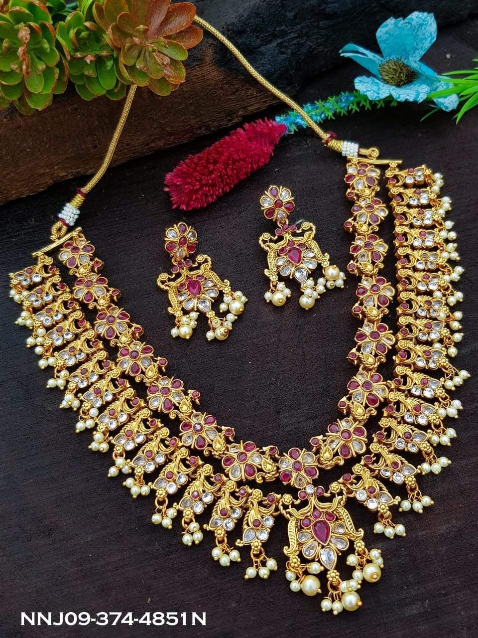 Multicolor stone Double layer Designer Necklace set 4851N