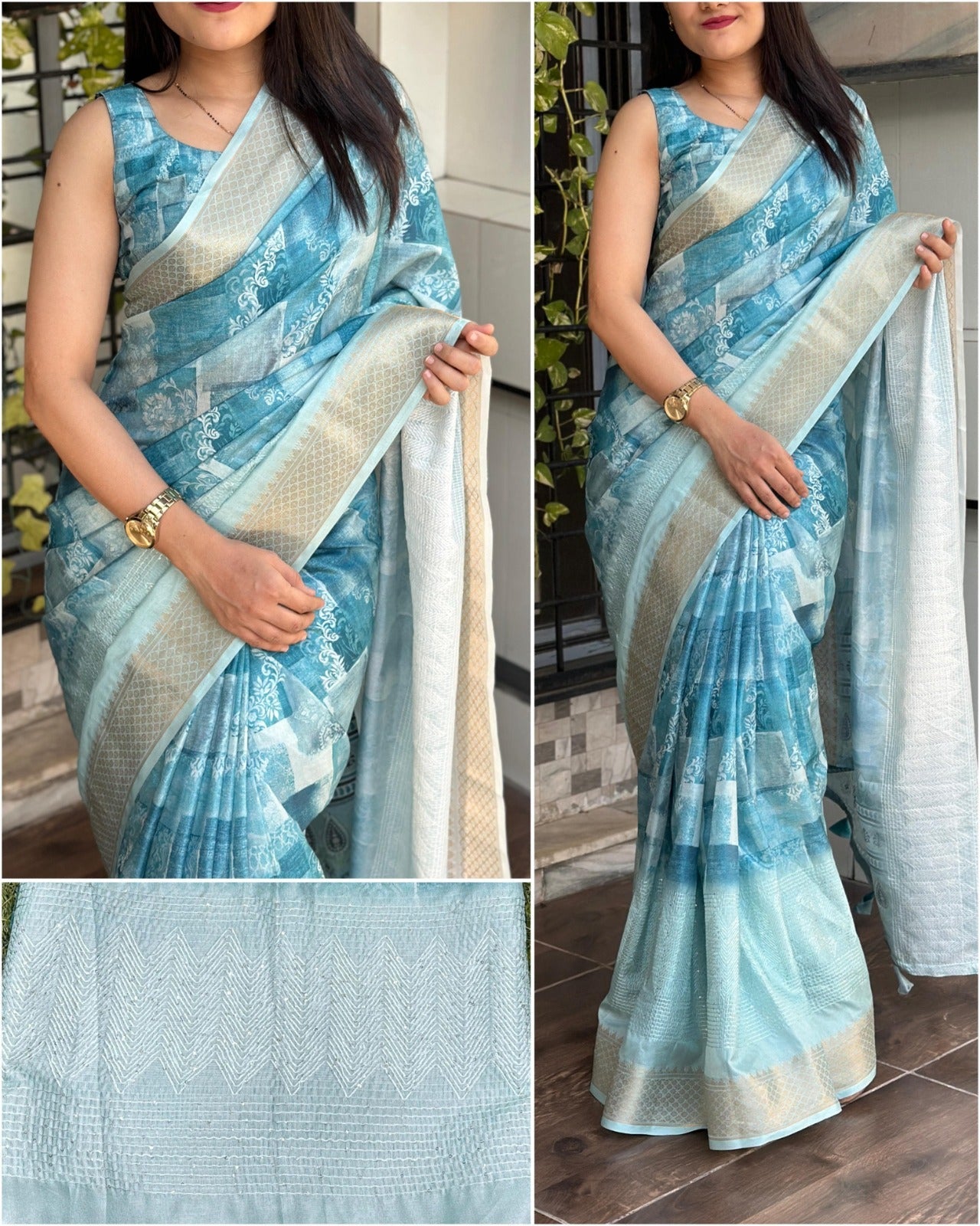 Muslin mono-cotton saree with running blouse 22295N