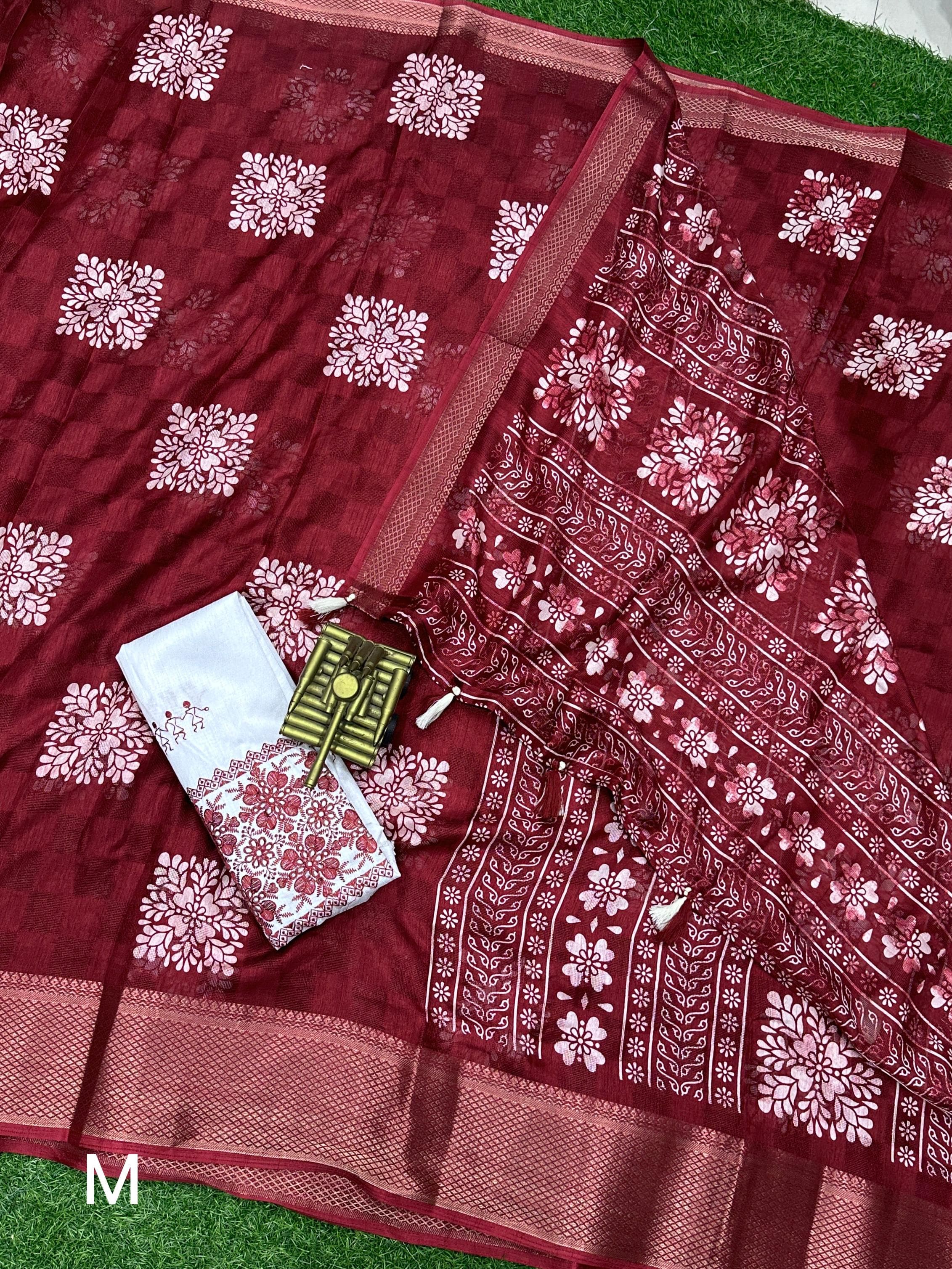 Muslin mono-cotton with self jacquard saree 22957N