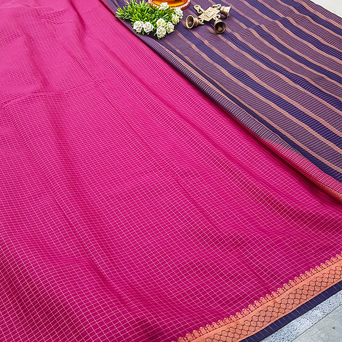 Mysore Mysore Semi-silk/Kanchipuram saree with copper work13701N