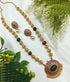 Long necklace set with earring Dandabanda/Classic Kempu round pendant Set