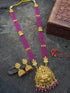 Premium Gold Plated Long Necklace Set in pink crystal natural stones